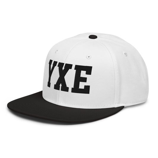 College-Style Wool-Blend Snapback Hat • Black • YXE Saskatoon • YHM Designs - Image 01