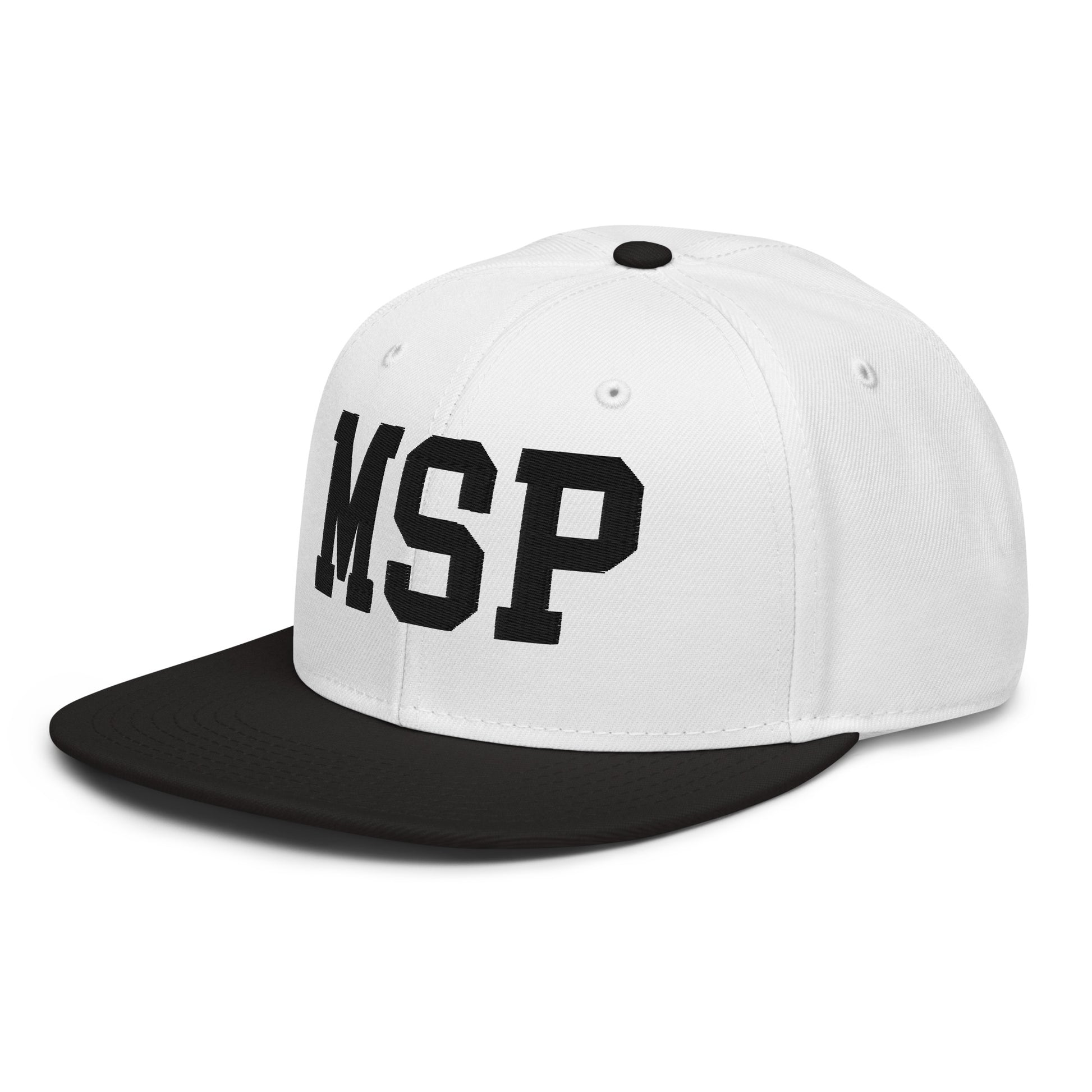 College-Style Wool-Blend Snapback Hat • Black • MSP Minneapolis • YHM Designs - Image 01
