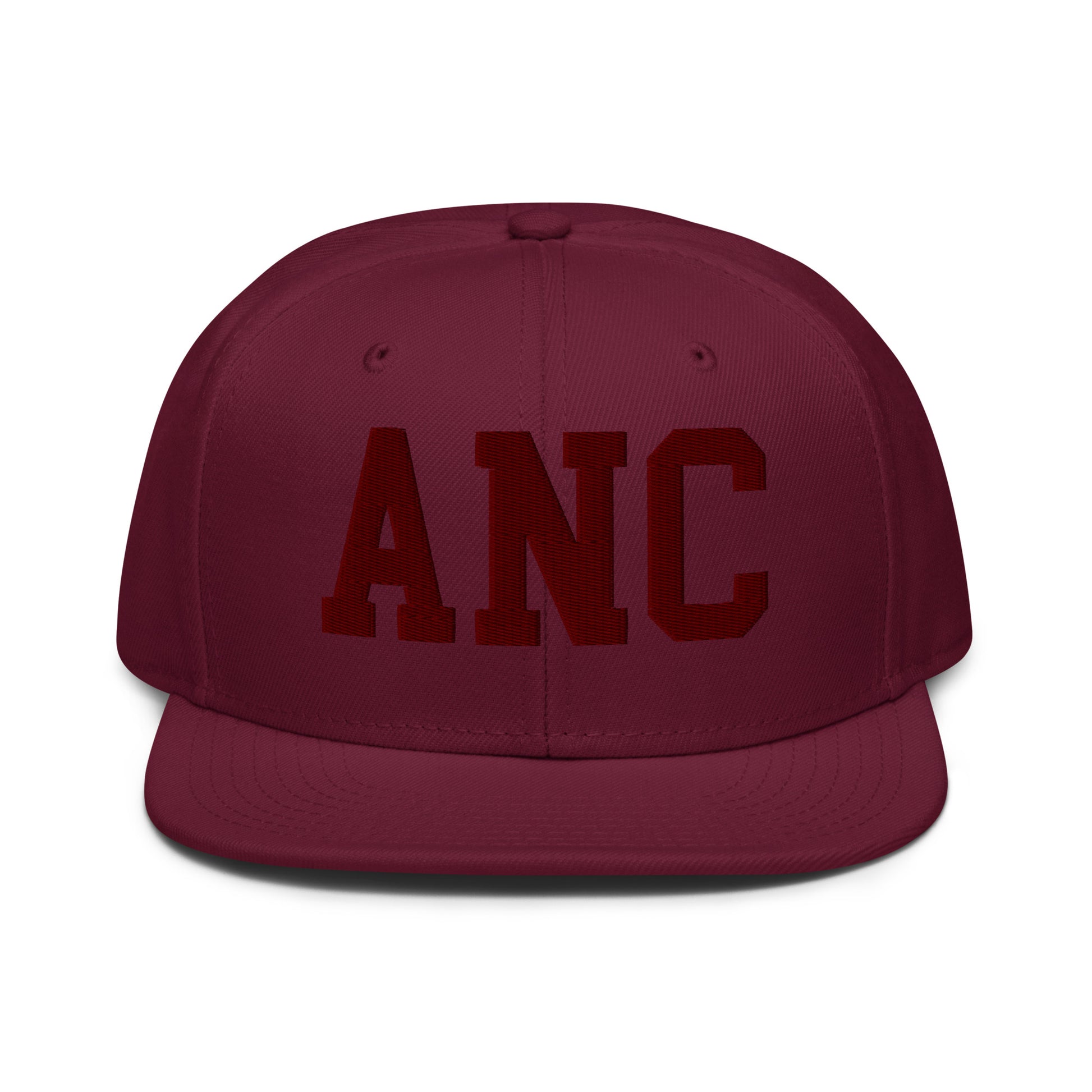 College-Style Wool-Blend Snapback Hat • Maroon • ANC Anchorage • YHM Designs - Image 07
