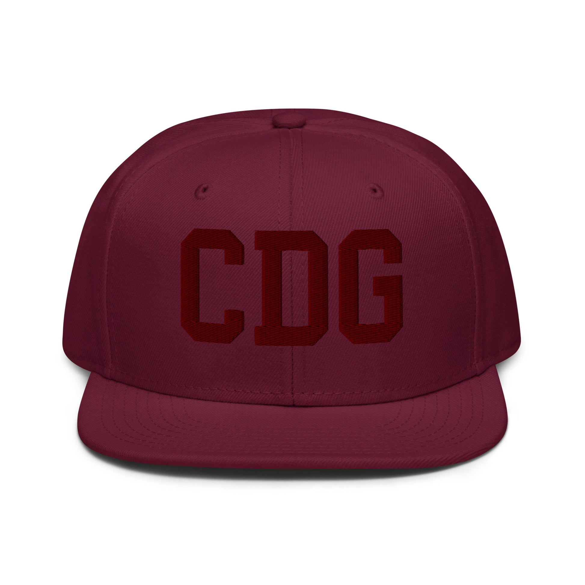 College-Style Wool-Blend Snapback Hat • Maroon • CDG Paris • YHM Designs - Image 07