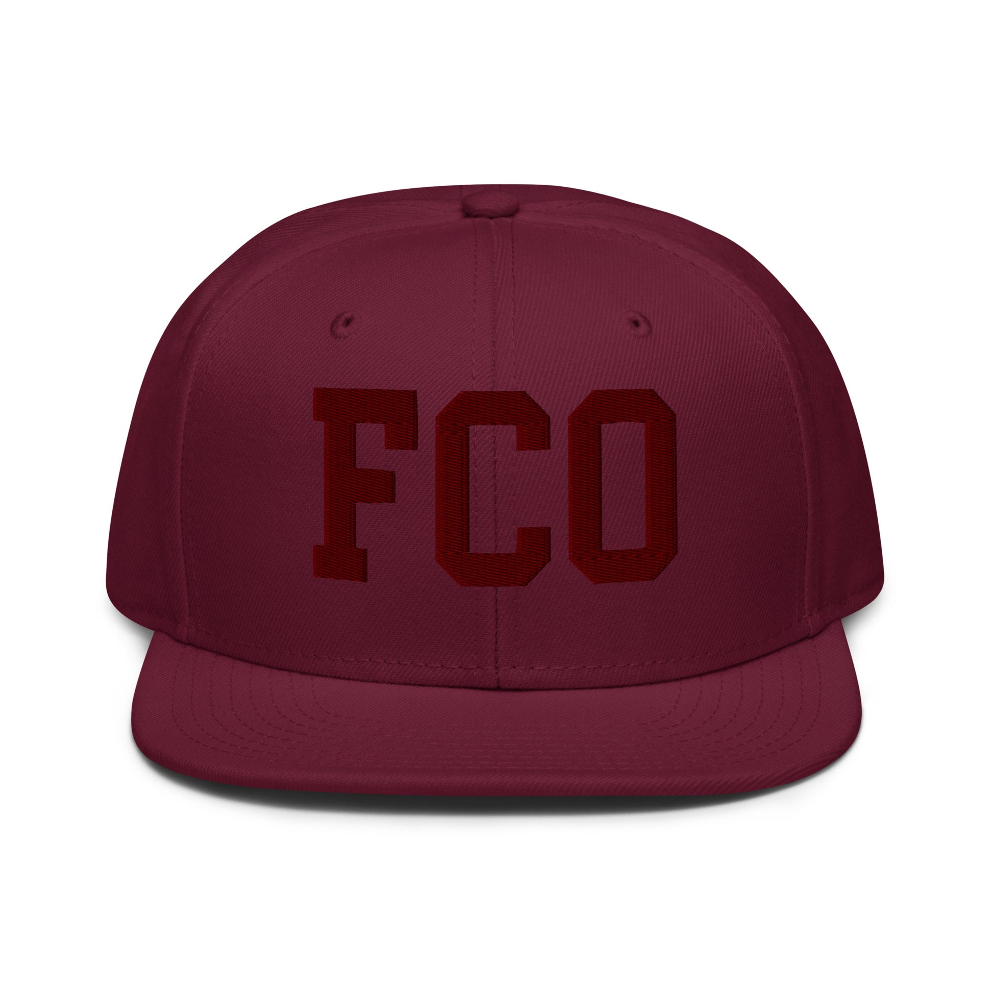 College-Style Wool-Blend Snapback Hat • Maroon • FCO Rome • YHM Designs - Image 07