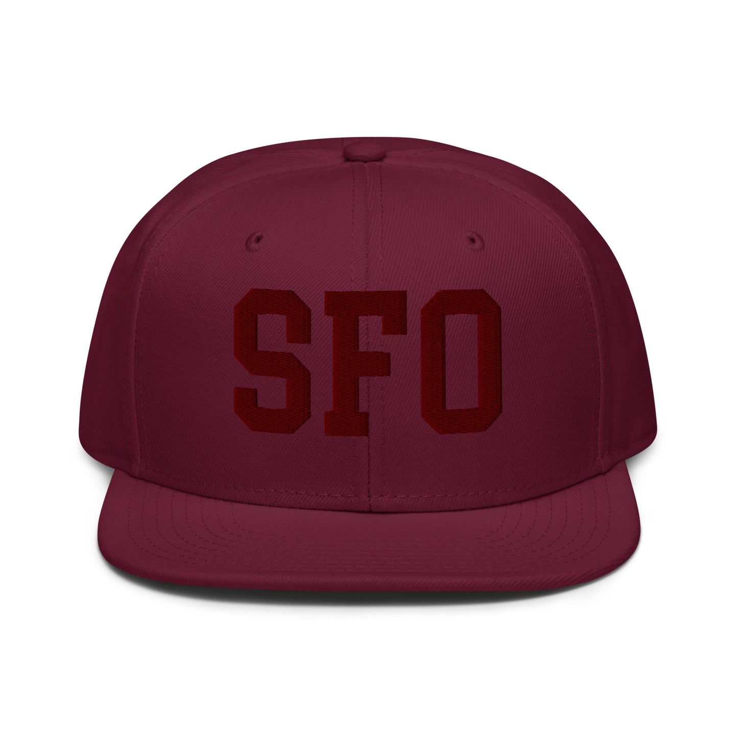College-Style Wool-Blend Snapback Hat • Maroon • SFO San Francisco • YHM Designs - Image 07