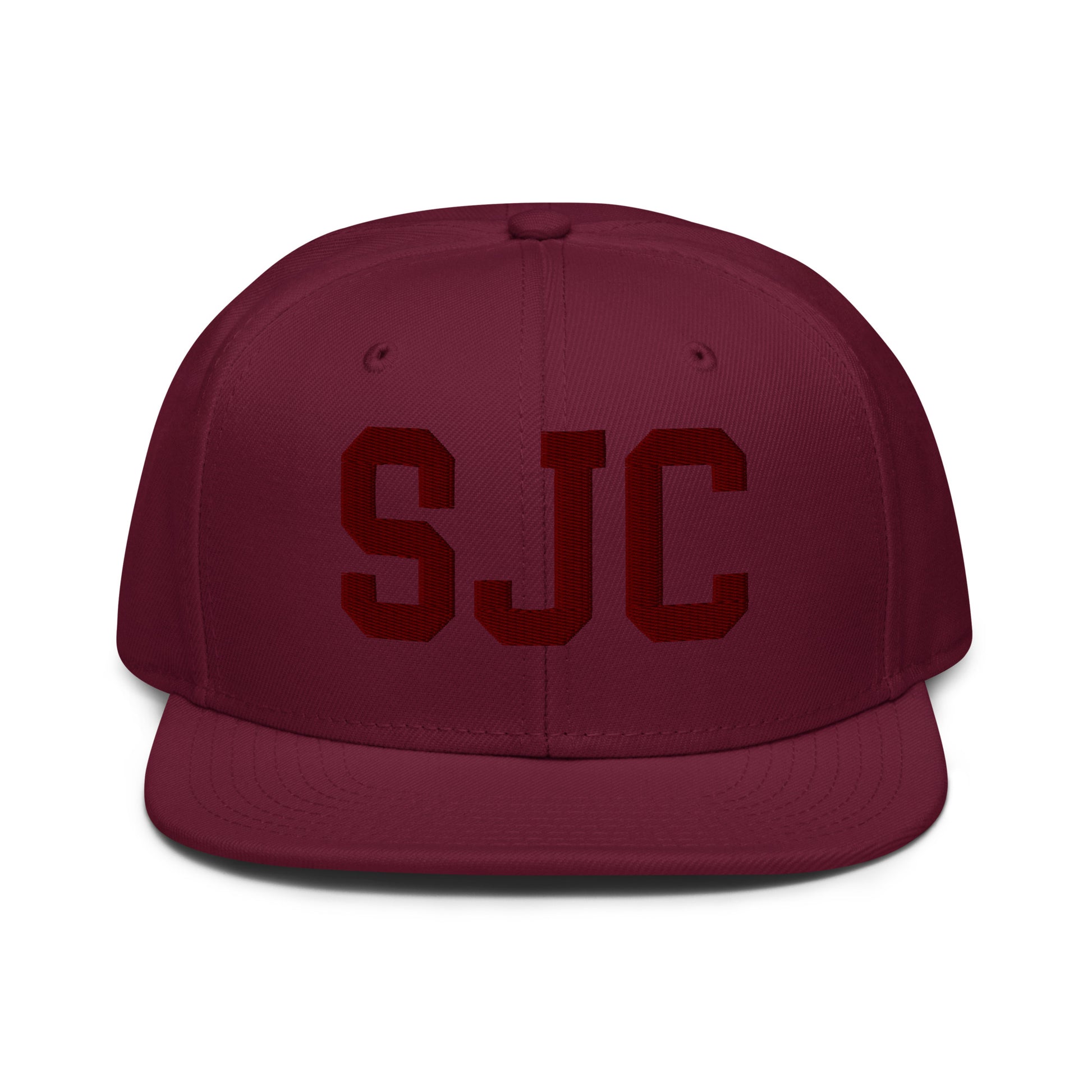 College-Style Wool-Blend Snapback Hat • Maroon • SJC San Jose • YHM Designs - Image 07