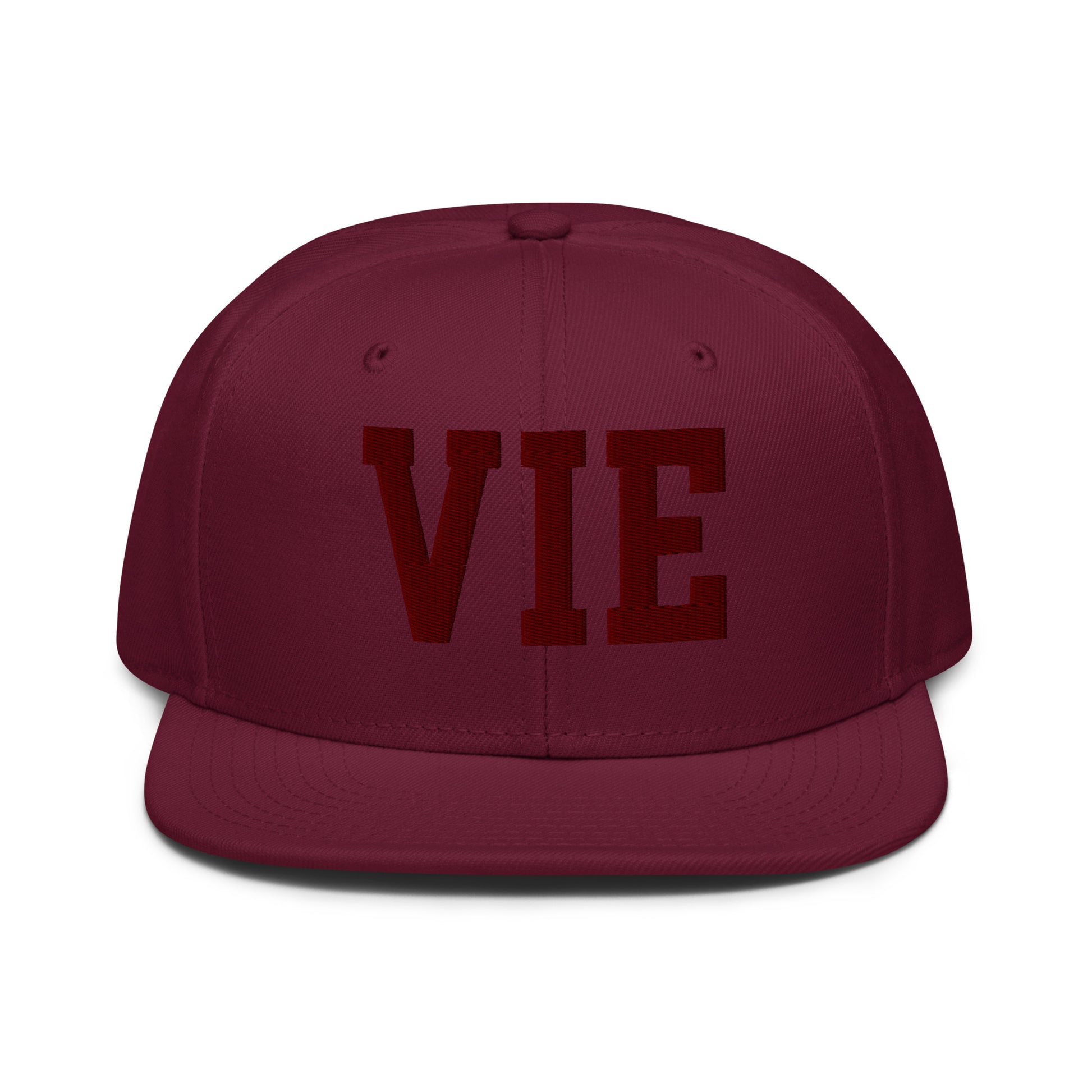 College-Style Wool-Blend Snapback Hat • Maroon • VIE Vienna • YHM Designs - Image 07