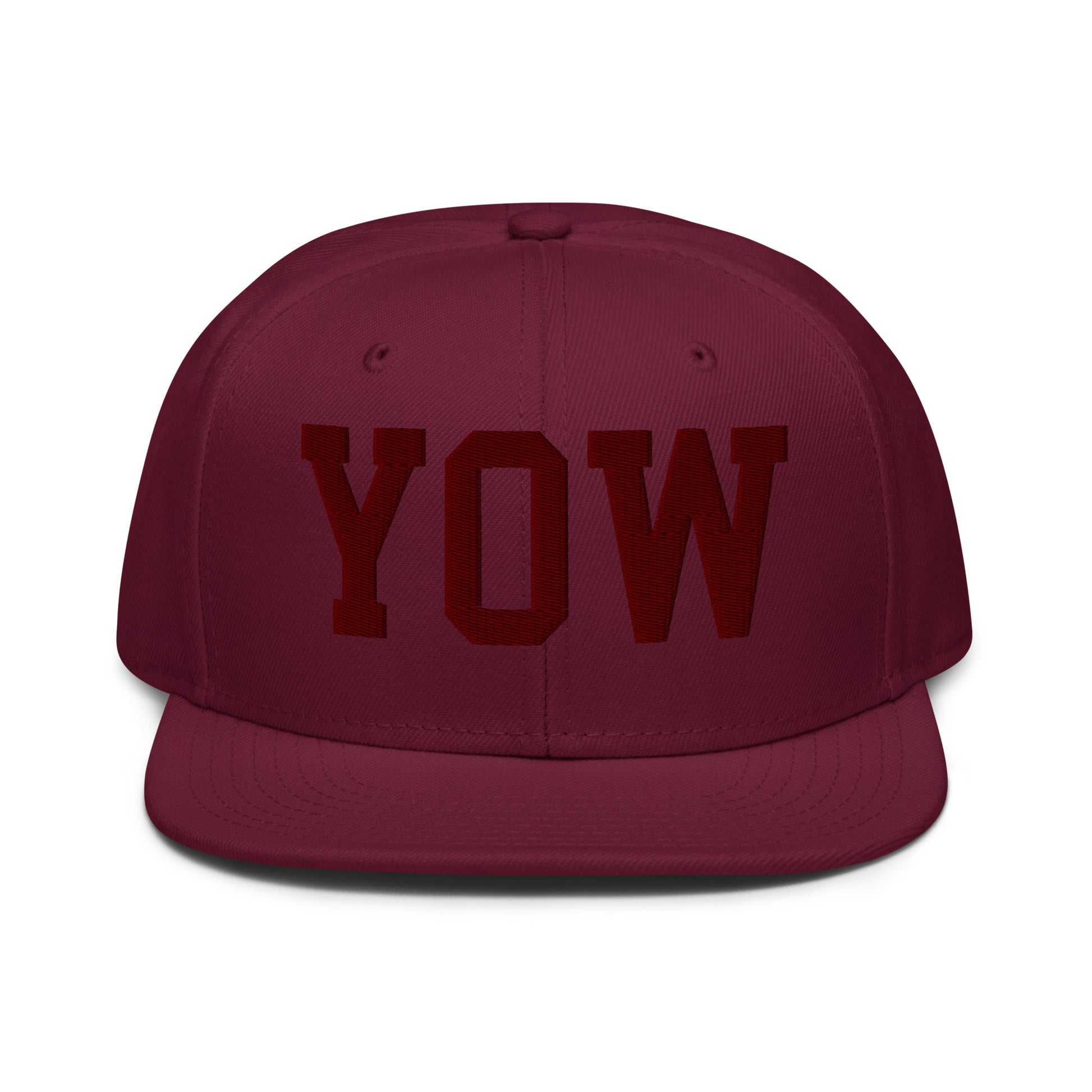 College-Style Wool-Blend Snapback Hat • Maroon • YOW Ottawa • YHM Designs - Image 07