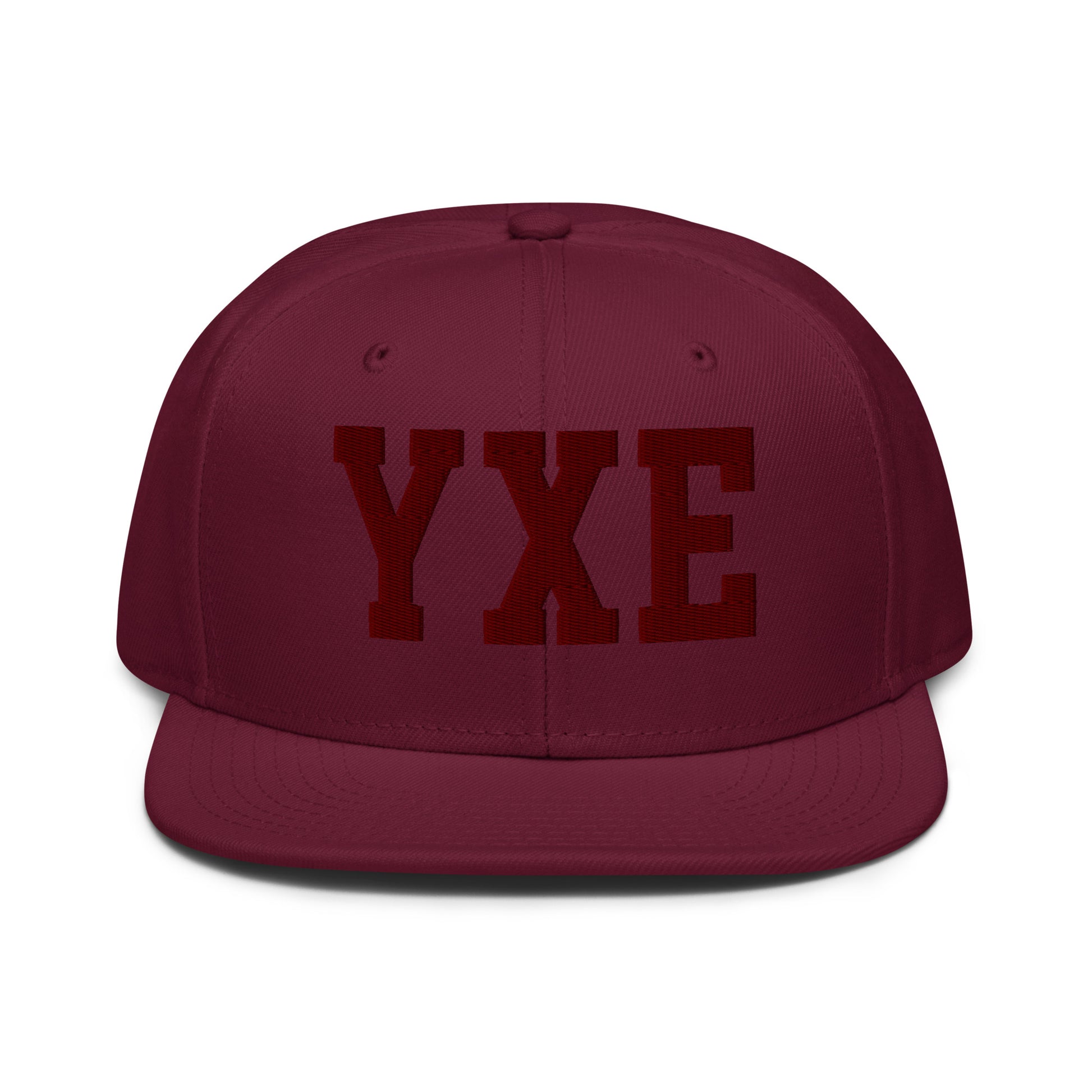 College-Style Wool-Blend Snapback Hat • Maroon • YXE Saskatoon • YHM Designs - Image 07