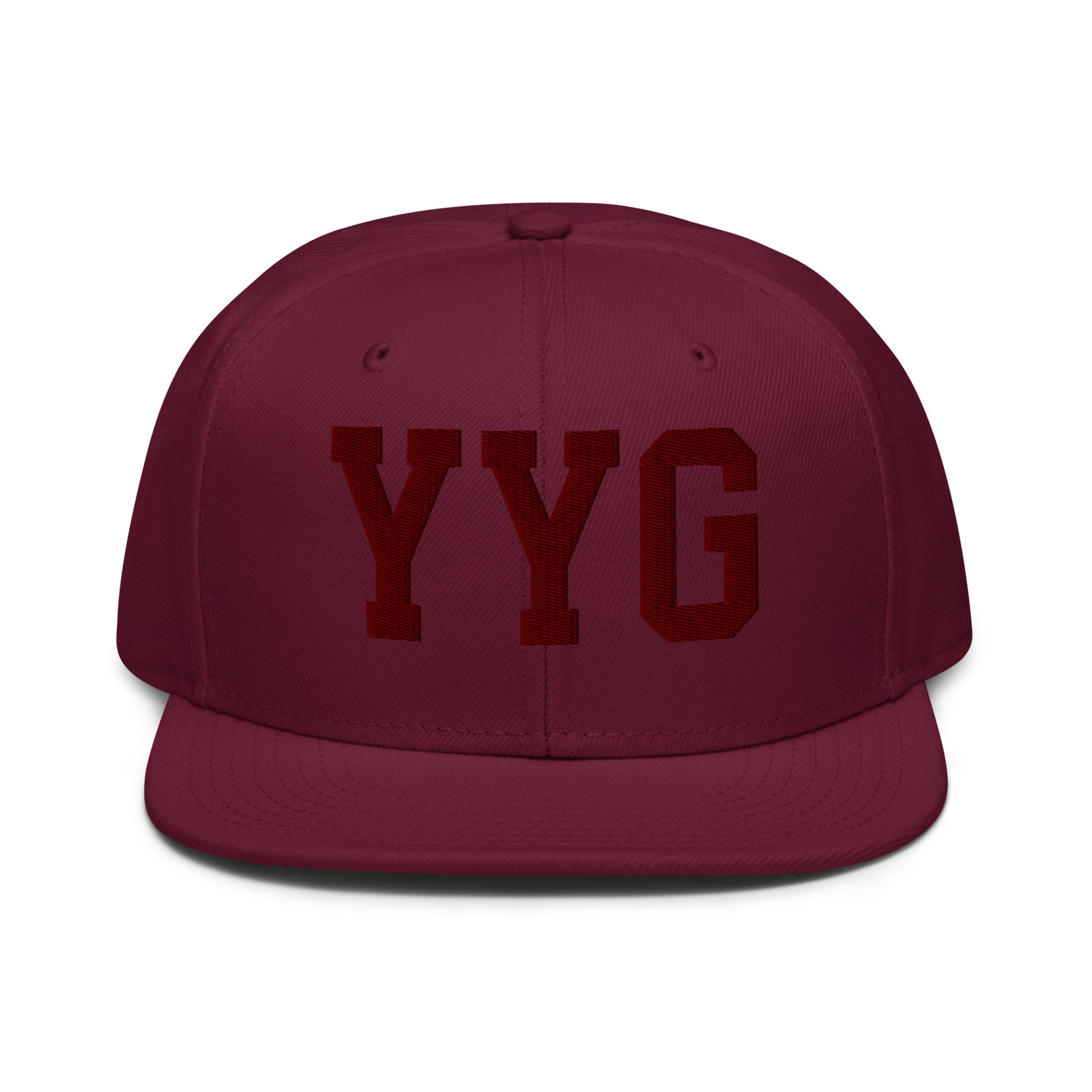 College-Style Wool-Blend Snapback Hat • Maroon • YYG Charlottetown • YHM Designs - Image 07