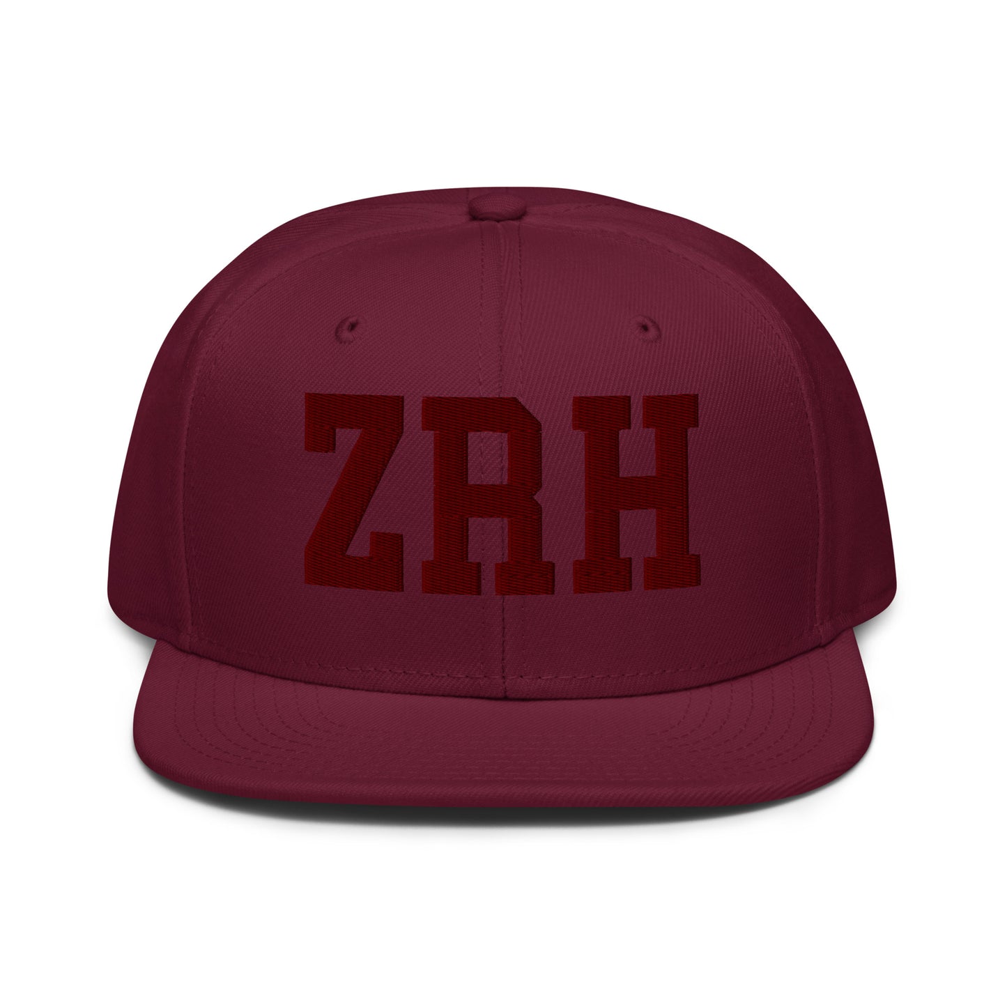College-Style Wool-Blend Snapback Hat • Maroon • ZRH Zurich • YHM Designs - Image 07