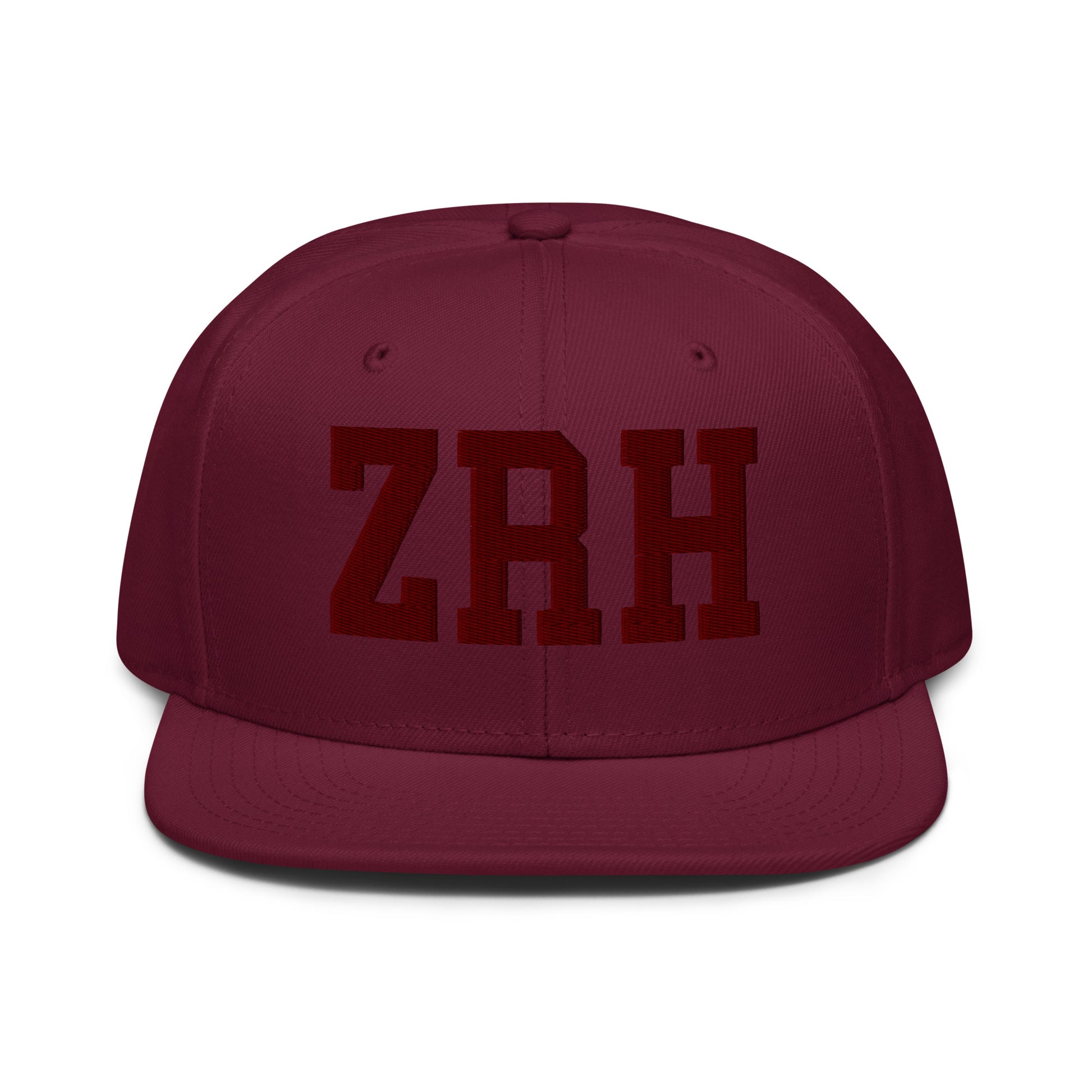 College-Style Wool-Blend Snapback Hat • Maroon • ZRH Zurich • YHM Designs - Image 07