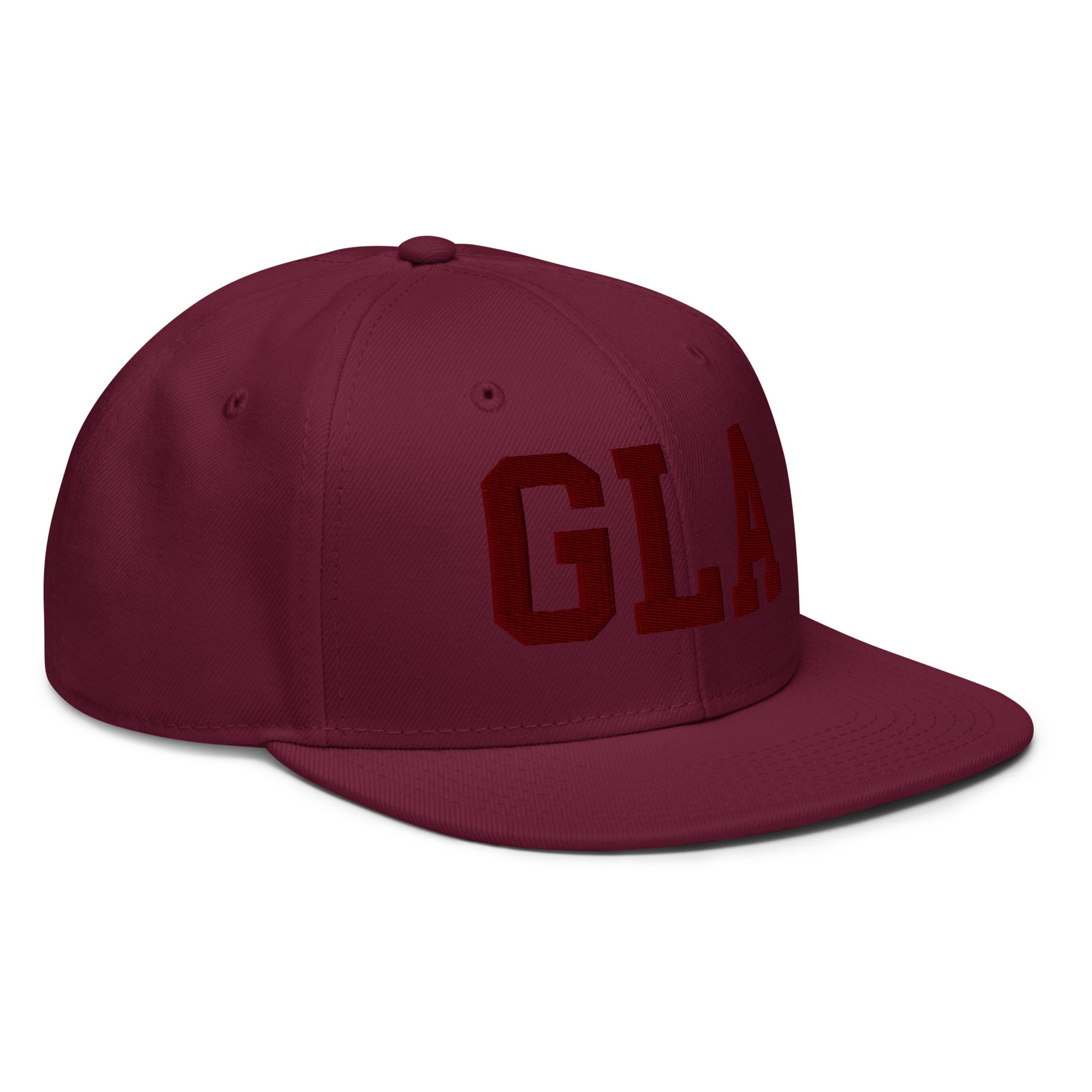 College-Style Wool-Blend Snapback Hat • Maroon • GLA Glasgow • YHM Designs - Image 10