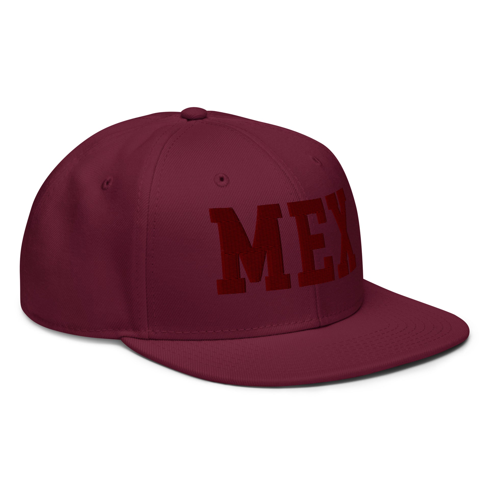 College-Style Wool-Blend Snapback Hat • Maroon • MEX Mexico City • YHM Designs - Image 10