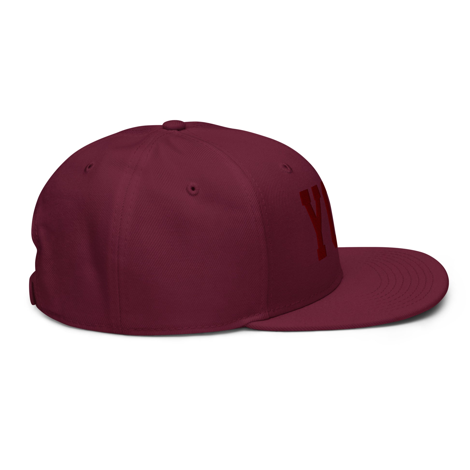 College-Style Wool-Blend Snapback Hat • Maroon • YQG Windsor • YHM Designs - Image 11