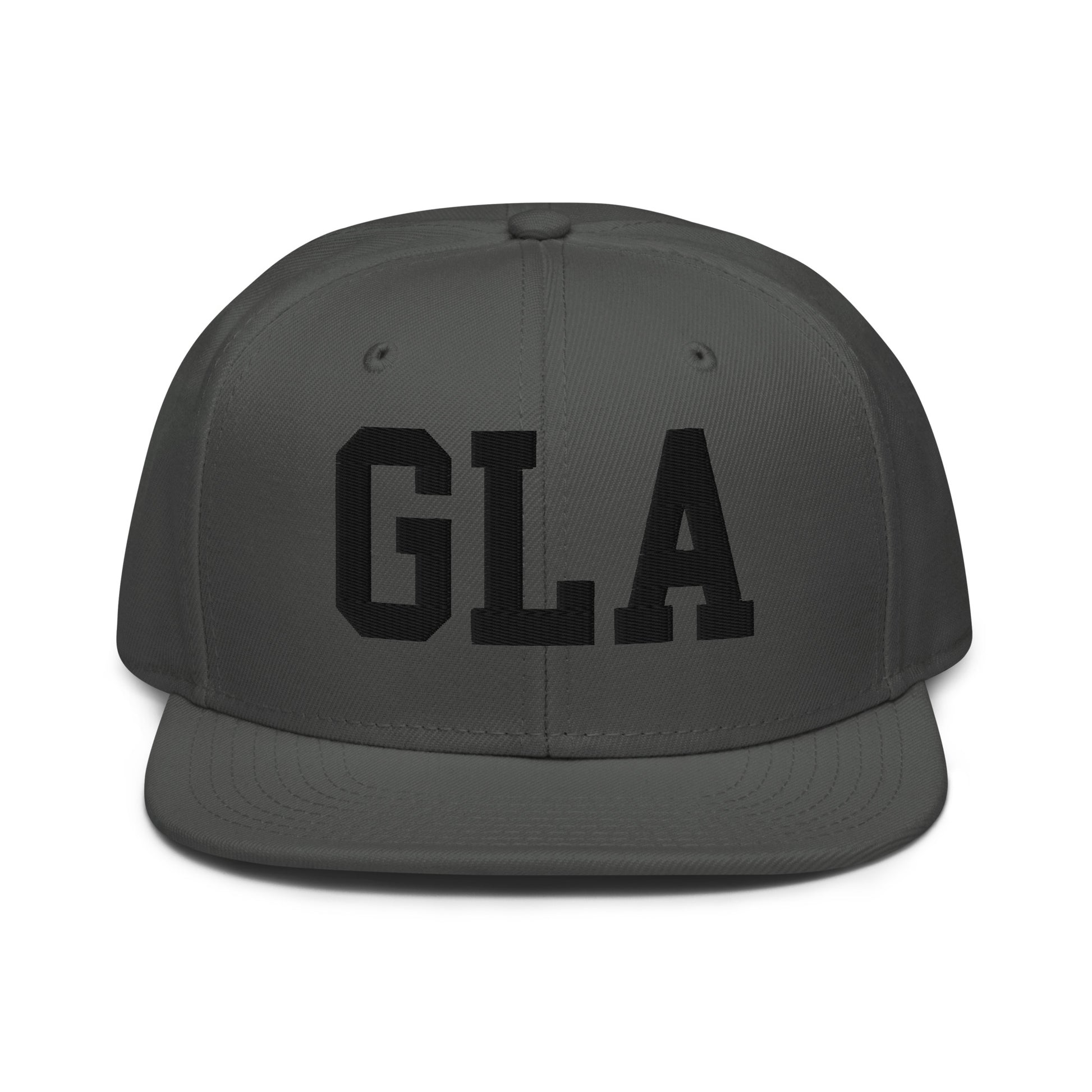 College-Style Wool-Blend Snapback Hat • Black • GLA Glasgow • YHM Designs - Image 15