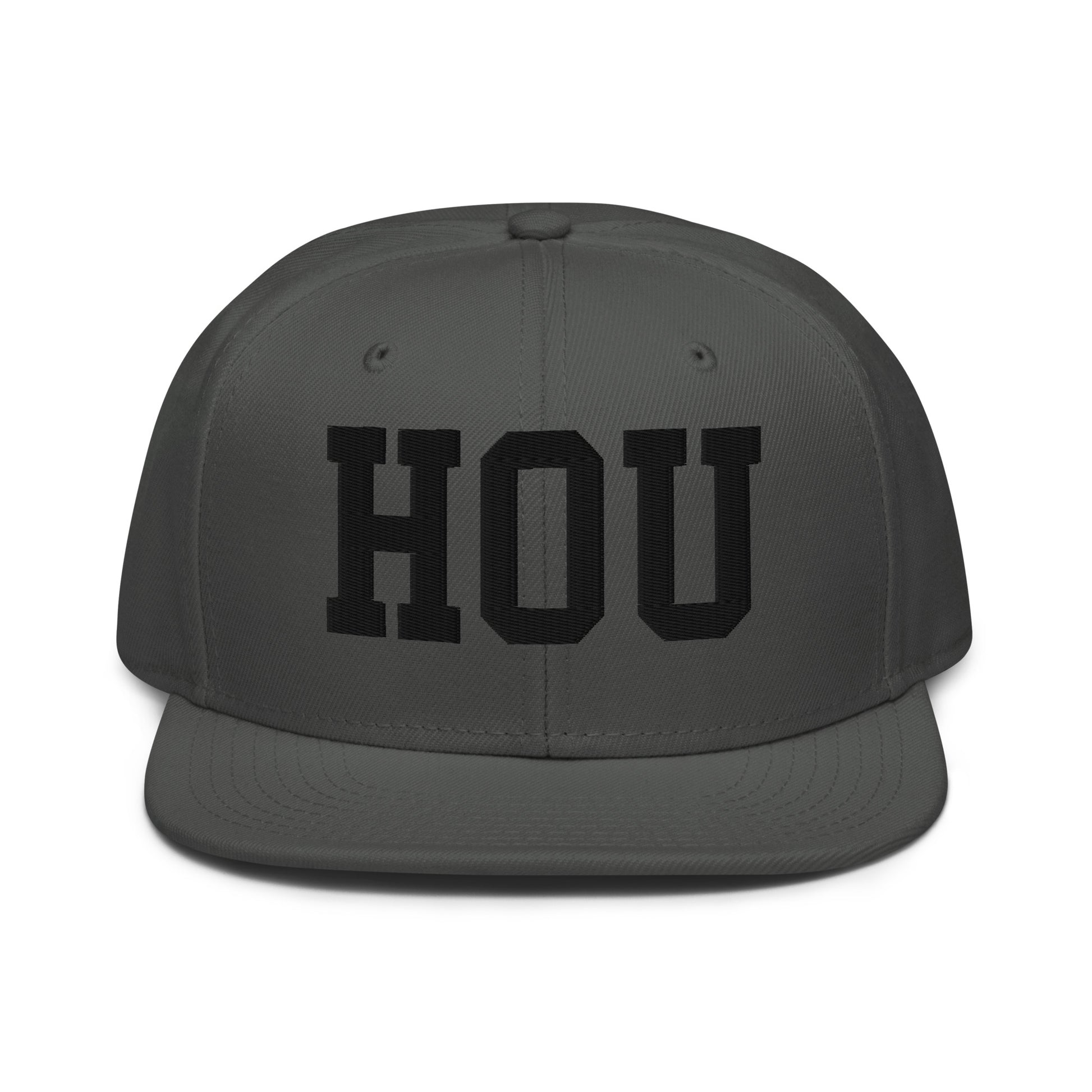 College-Style Wool-Blend Snapback Hat • Black • HOU Houston • YHM Designs - Image 15