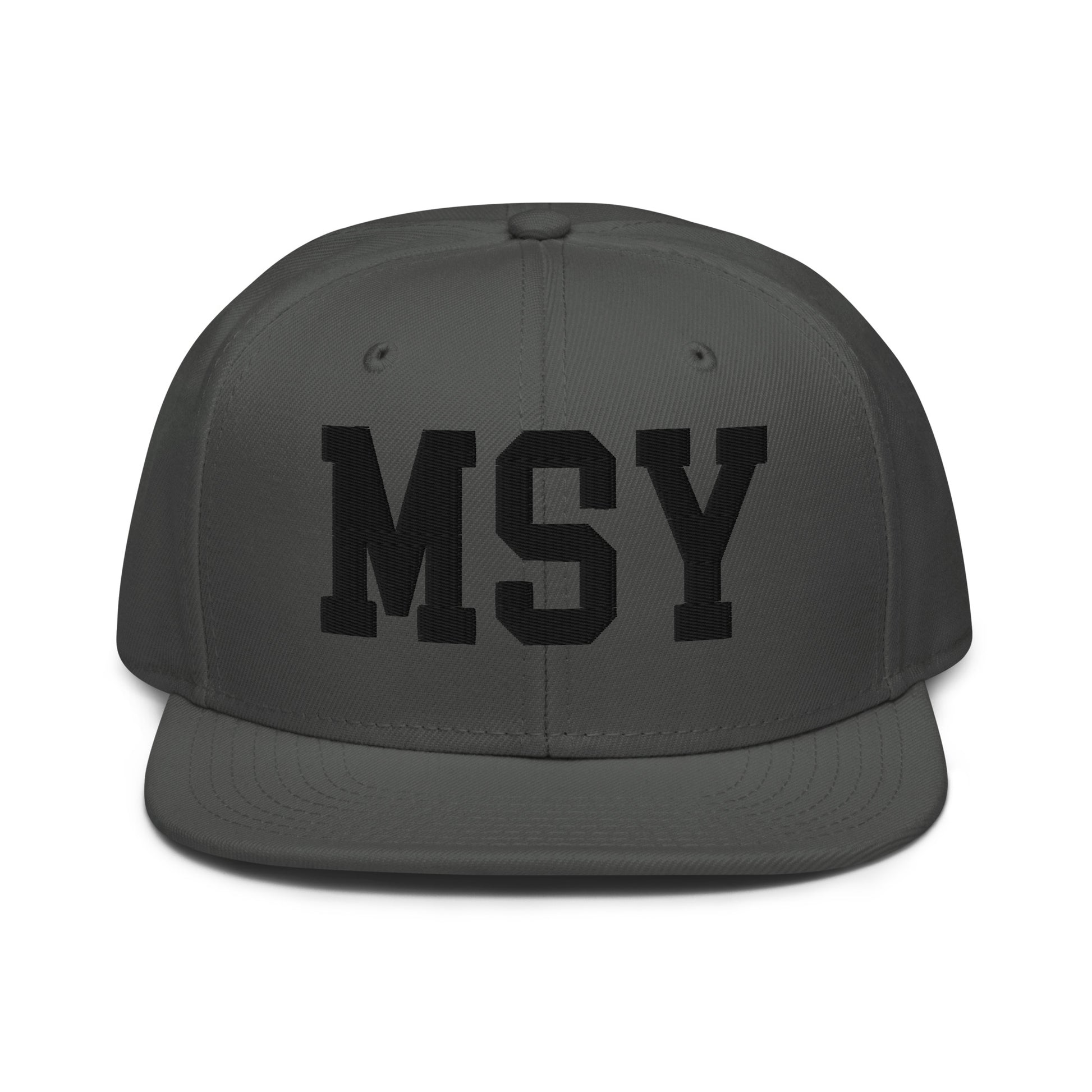 College-Style Wool-Blend Snapback Hat • Black • MSY New Orleans • YHM Designs - Image 15