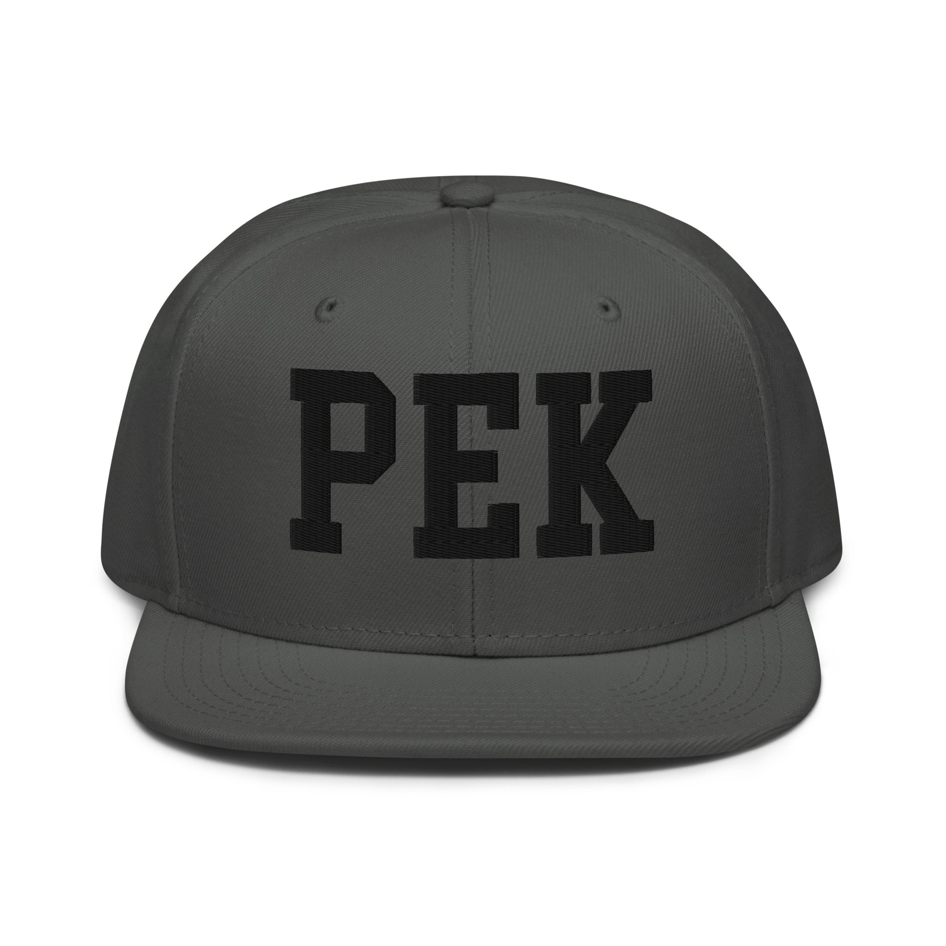College-Style Wool-Blend Snapback Hat • Black • PEK Beijing • YHM Designs - Image 15