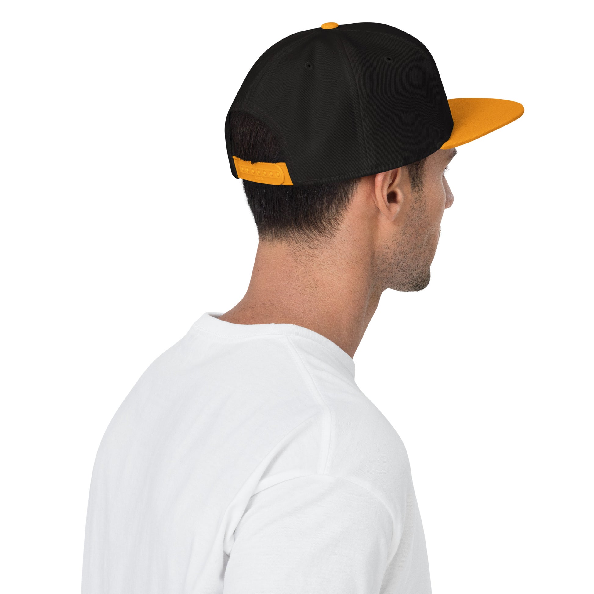 College-Style Wool-Blend Snapback Hat • Gold • YZF Yellowknife • YHM Designs - Image 02