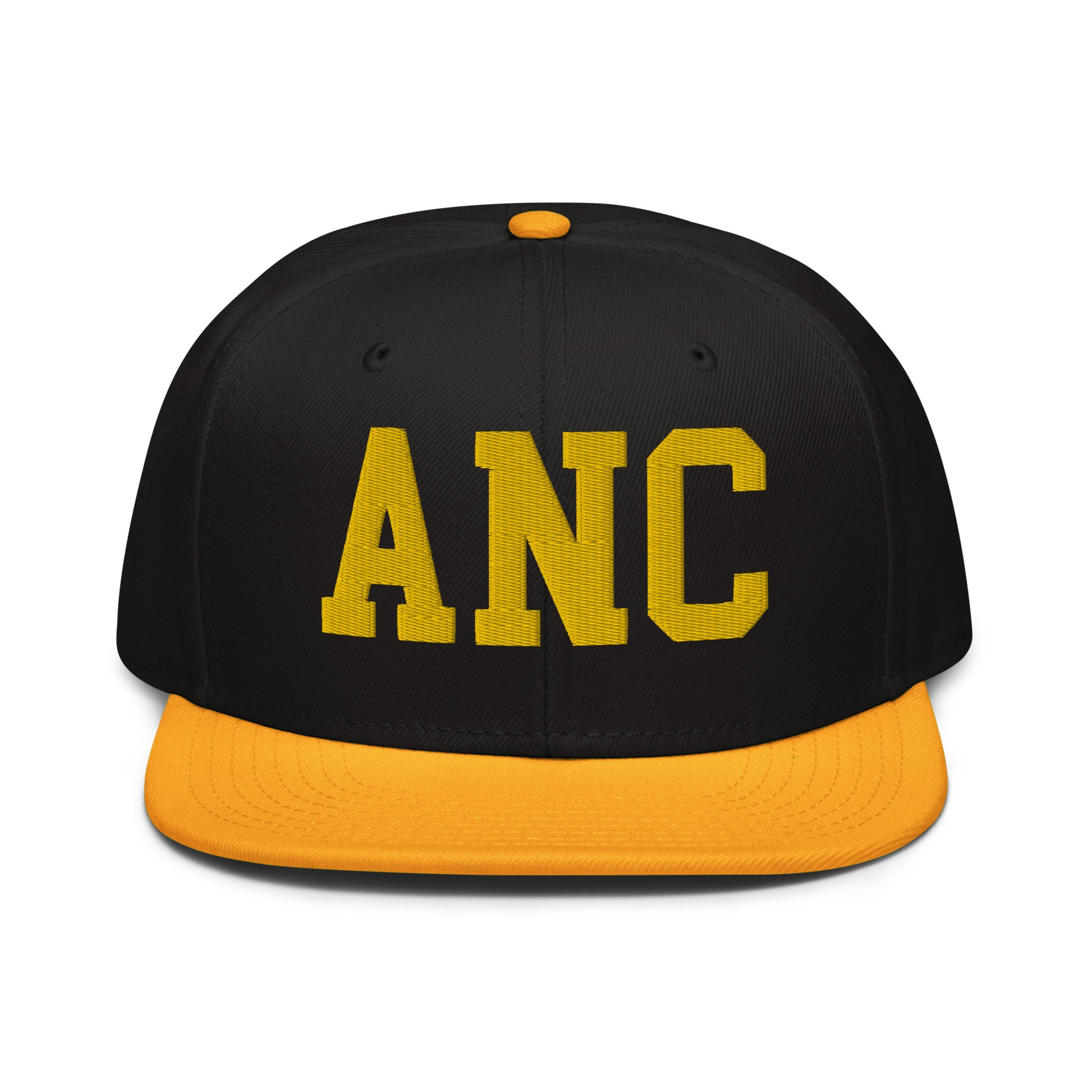 College-Style Wool-Blend Snapback Hat • Gold • ANC Anchorage • YHM Designs - Image 07