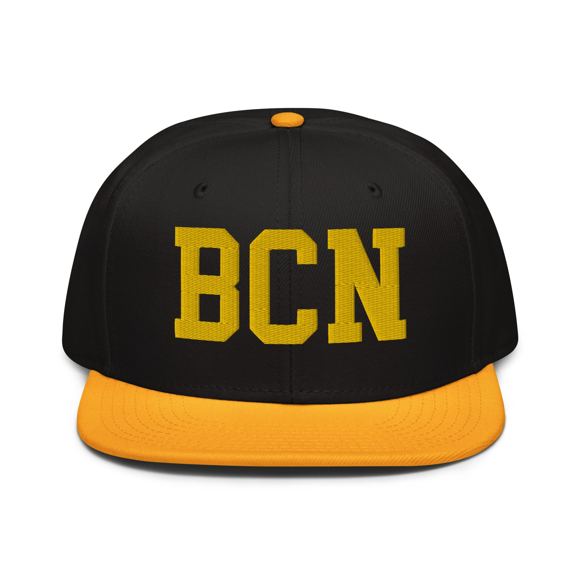 College-Style Wool-Blend Snapback Hat • Gold • BCN Barcelona • YHM Designs - Image 07