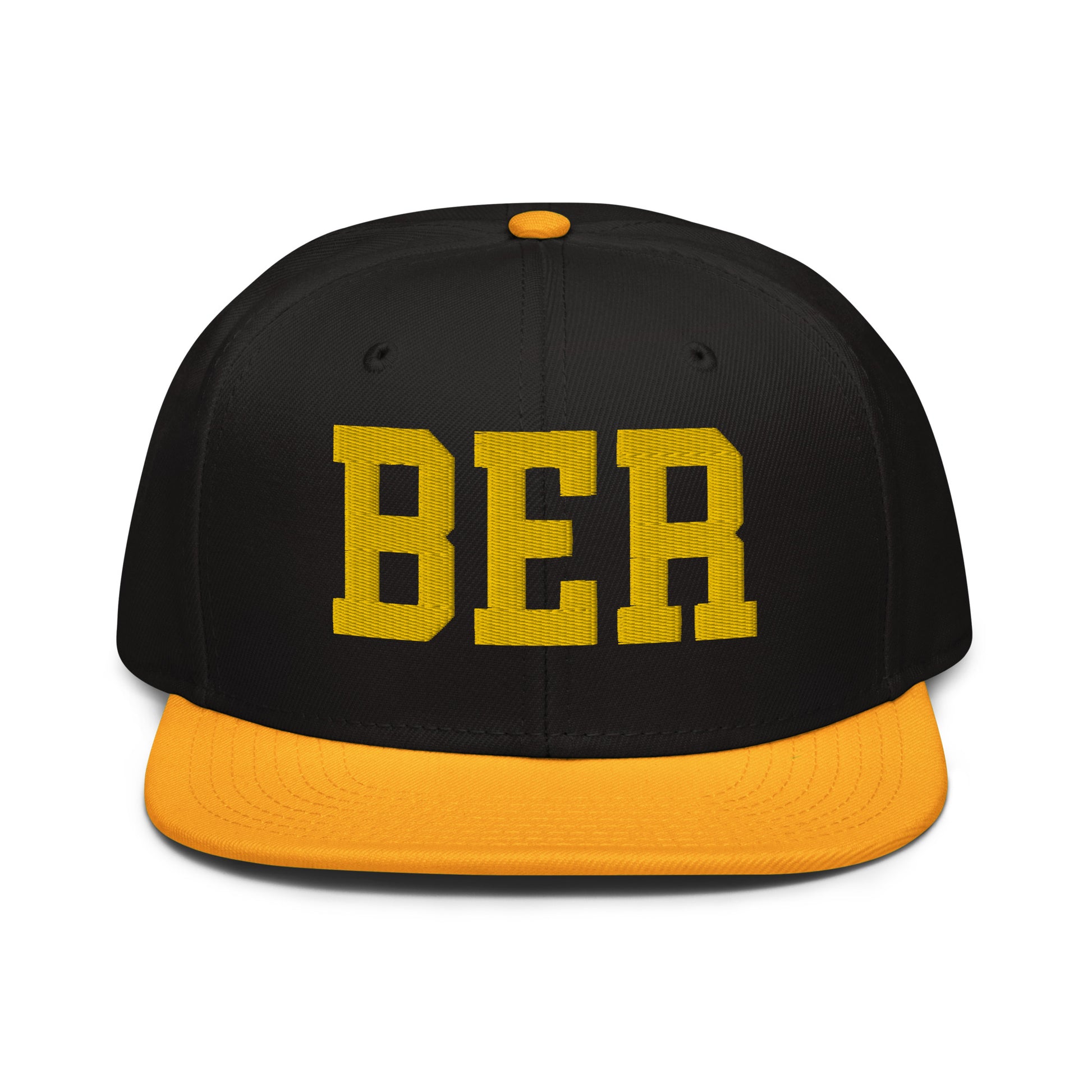 College-Style Wool-Blend Snapback Hat • Gold • BER Berlin • YHM Designs - Image 07
