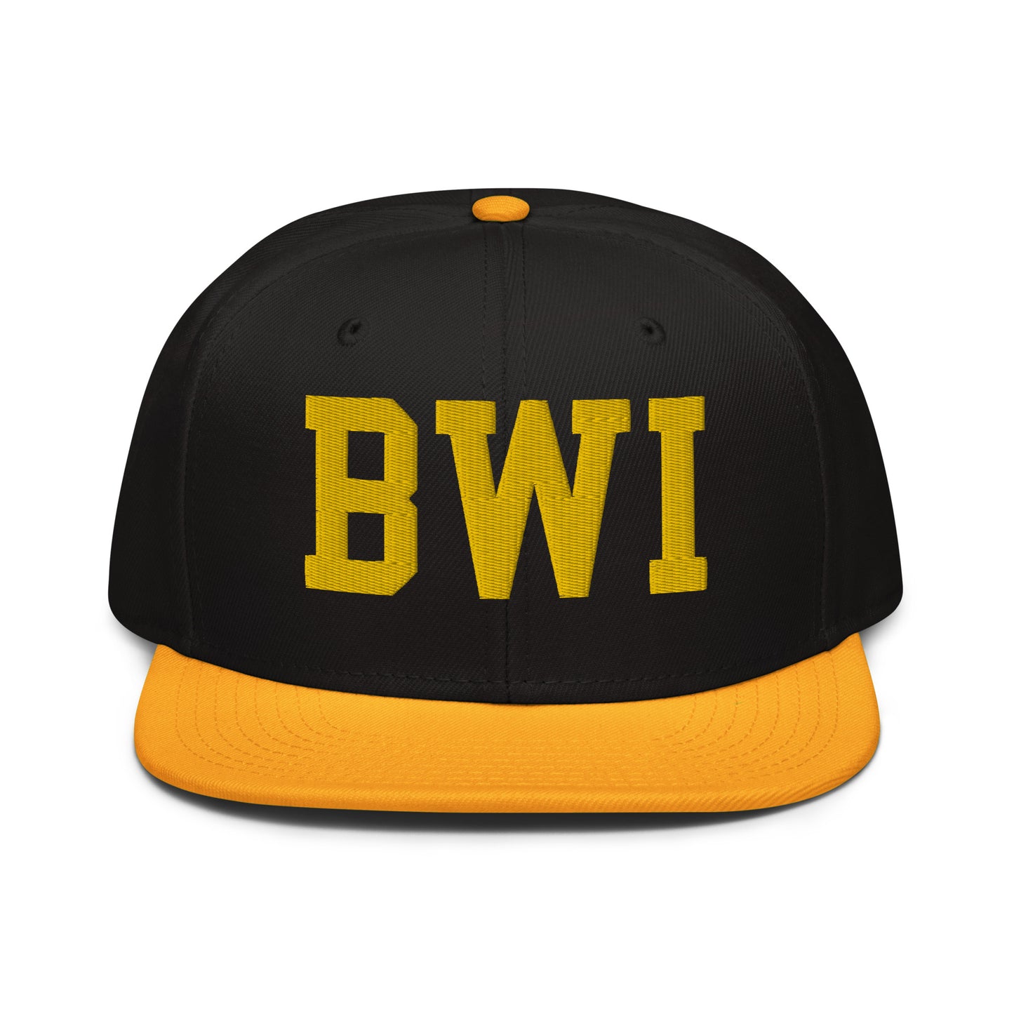 College-Style Wool-Blend Snapback Hat • Gold • BWI Baltimore • YHM Designs - Image 07