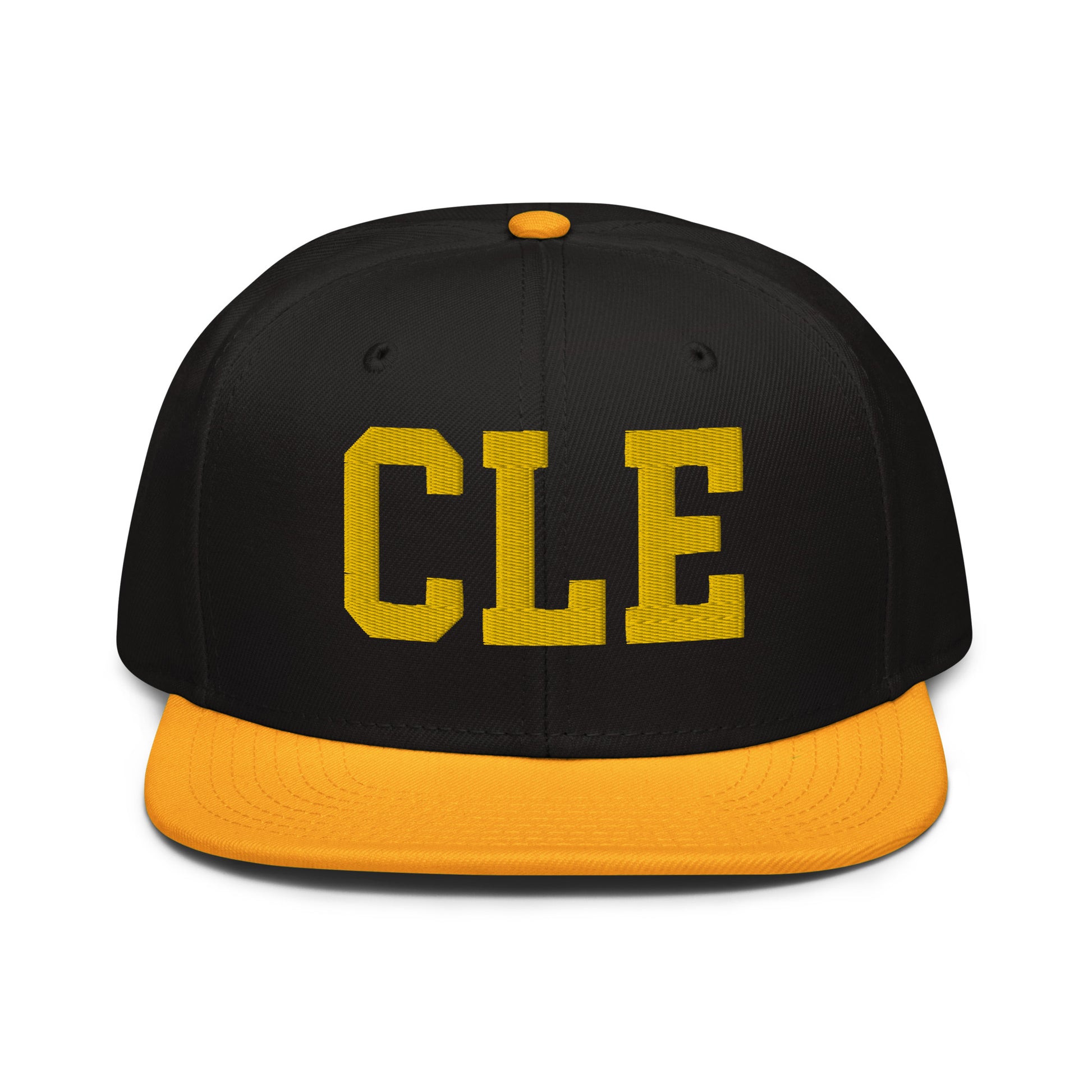 College-Style Wool-Blend Snapback Hat • Gold • CLE Cleveland • YHM Designs - Image 07