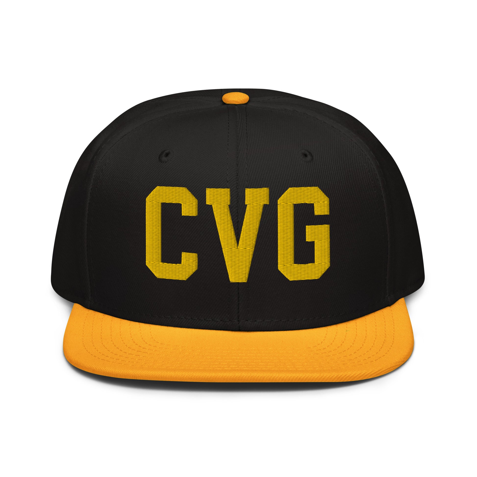 College-Style Wool-Blend Snapback Hat • Gold • CVG Cincinnati • YHM Designs - Image 07