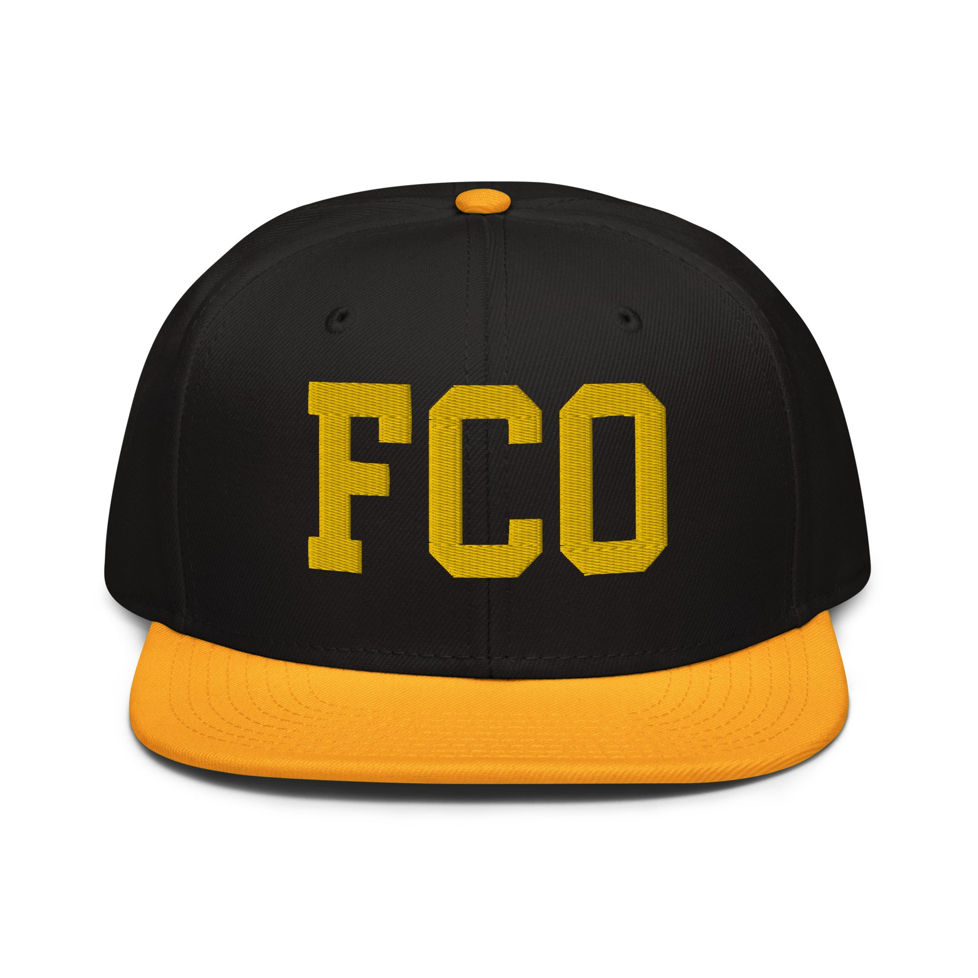 College-Style Wool-Blend Snapback Hat • Gold • FCO Rome • YHM Designs - Image 07
