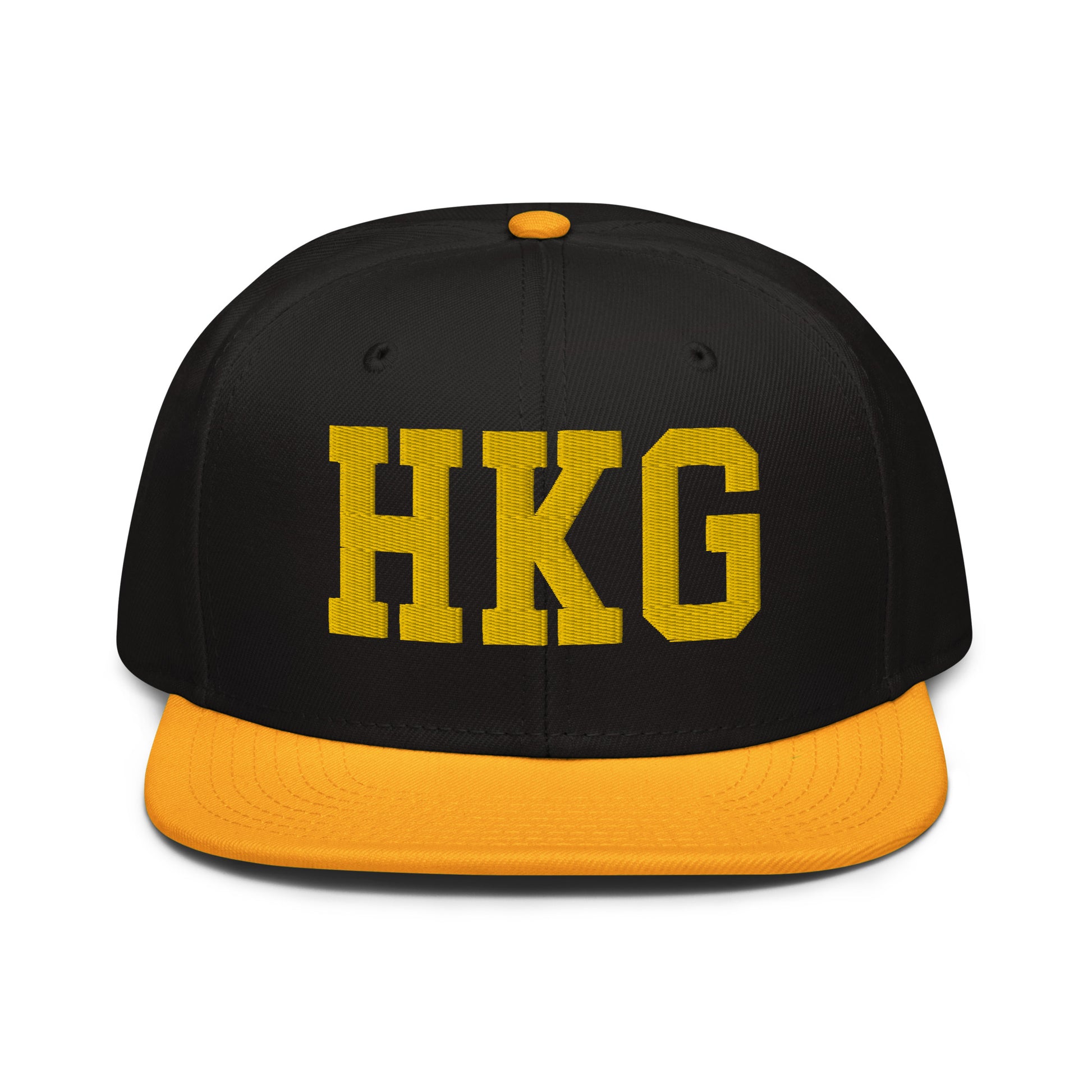 College-Style Wool-Blend Snapback Hat • Gold • HKG Hong Kong • YHM Designs - Image 07