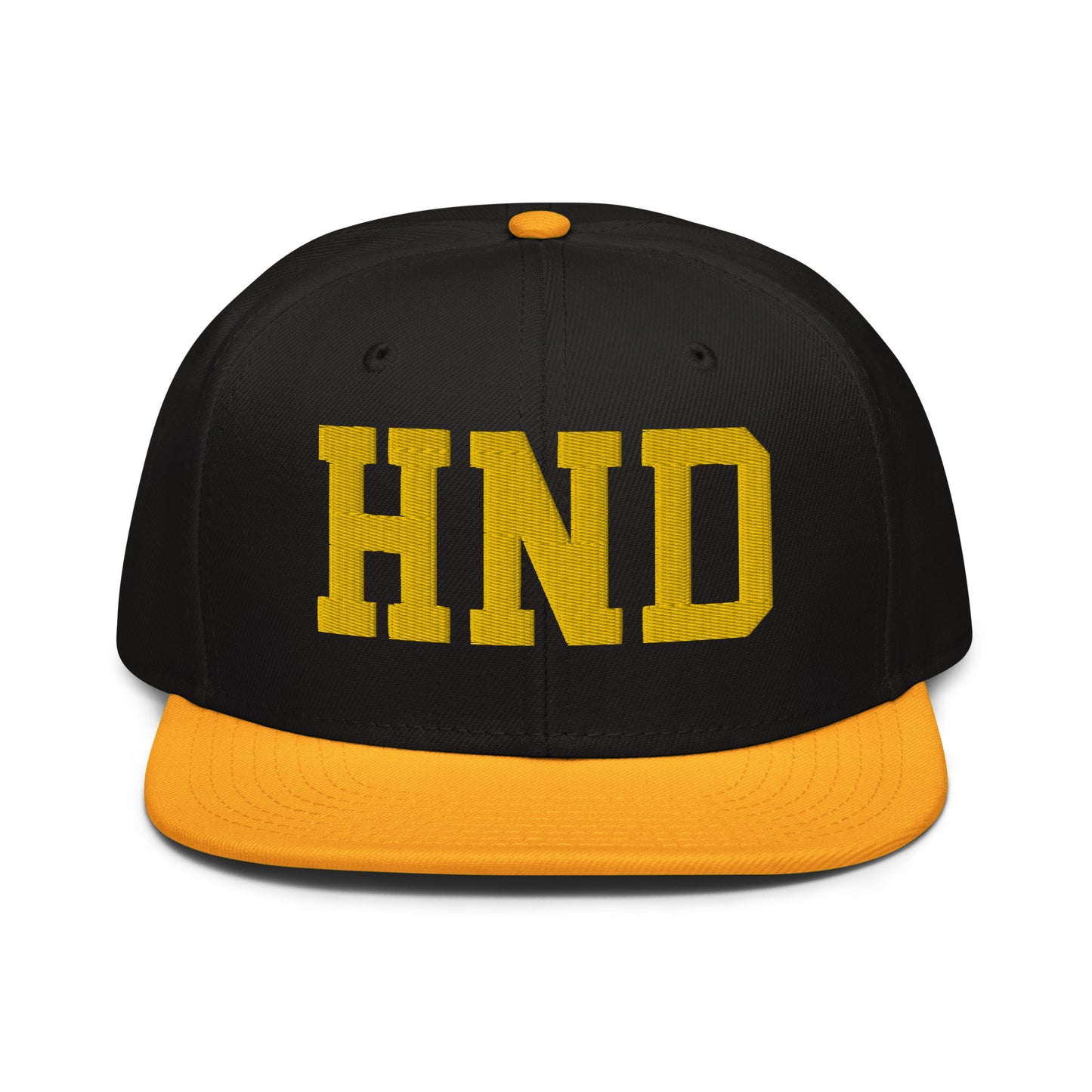 College-Style Wool-Blend Snapback Hat • Gold • HND Tokyo • YHM Designs - Image 07