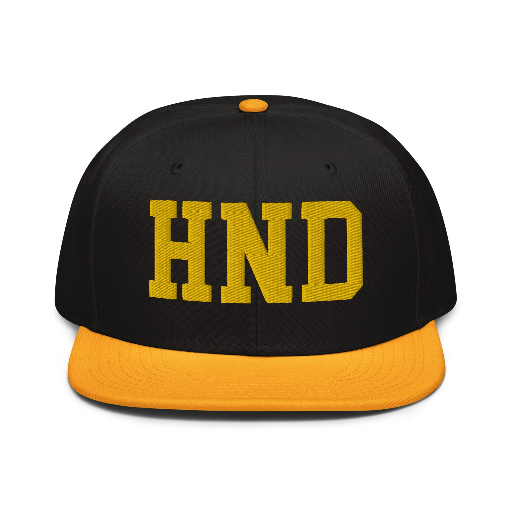 College-Style Wool-Blend Snapback Hat • Gold • HND Tokyo • YHM Designs - Image 07