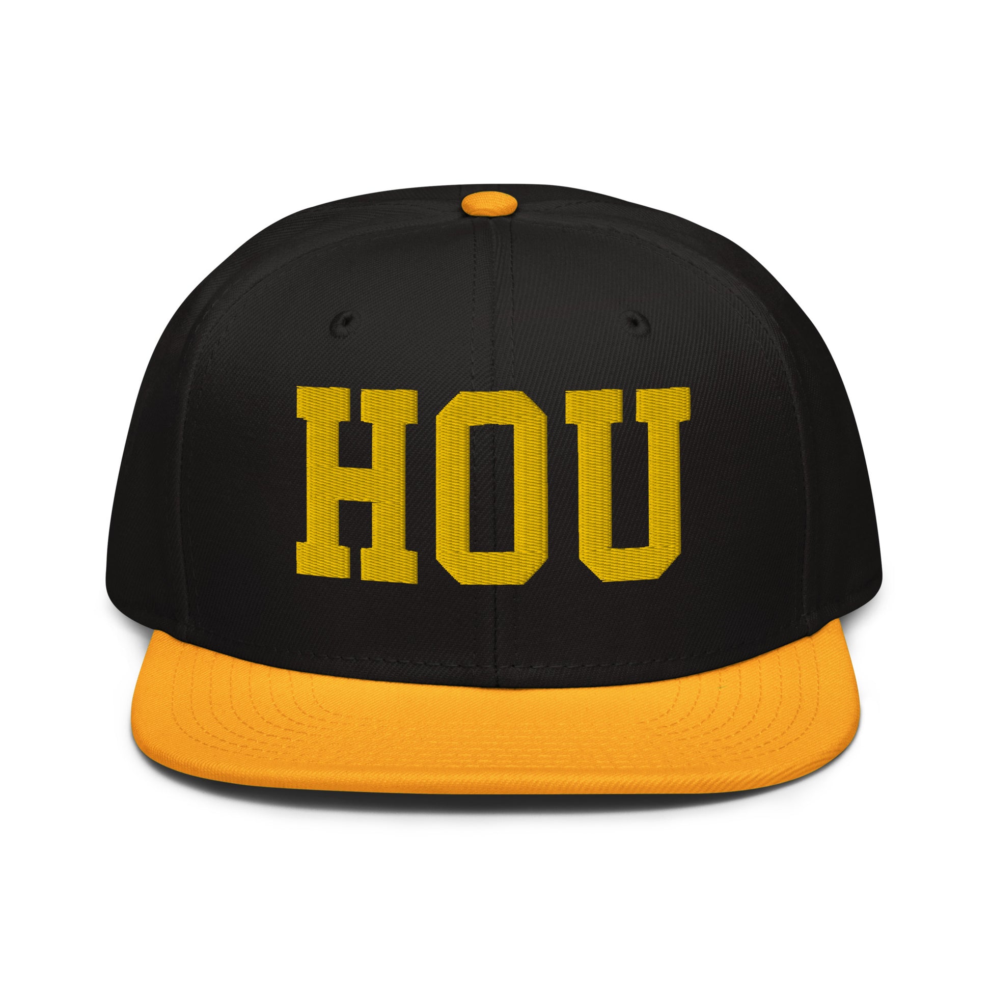 College-Style Wool-Blend Snapback Hat • Gold • HOU Houston • YHM Designs - Image 07