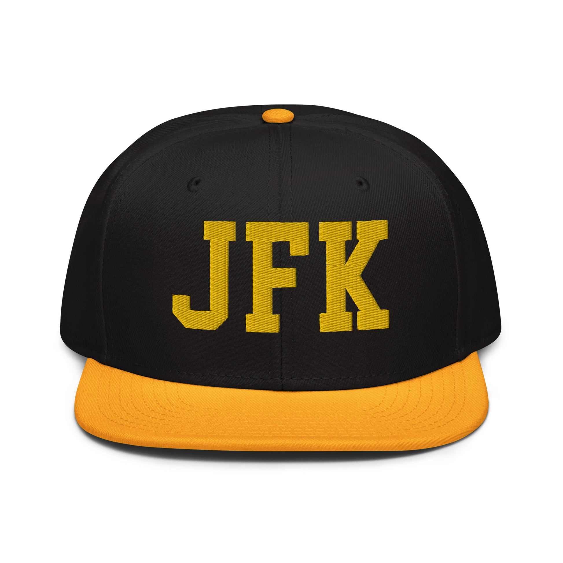 College-Style Wool-Blend Snapback Hat • Gold • JFK New York City • YHM Designs - Image 07