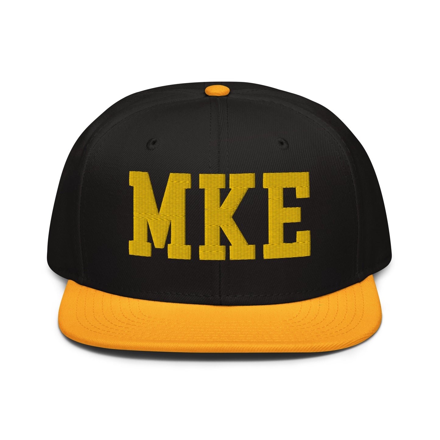 College-Style Wool-Blend Snapback Hat • Gold • MKE Milwaukee • YHM Designs - Image 07