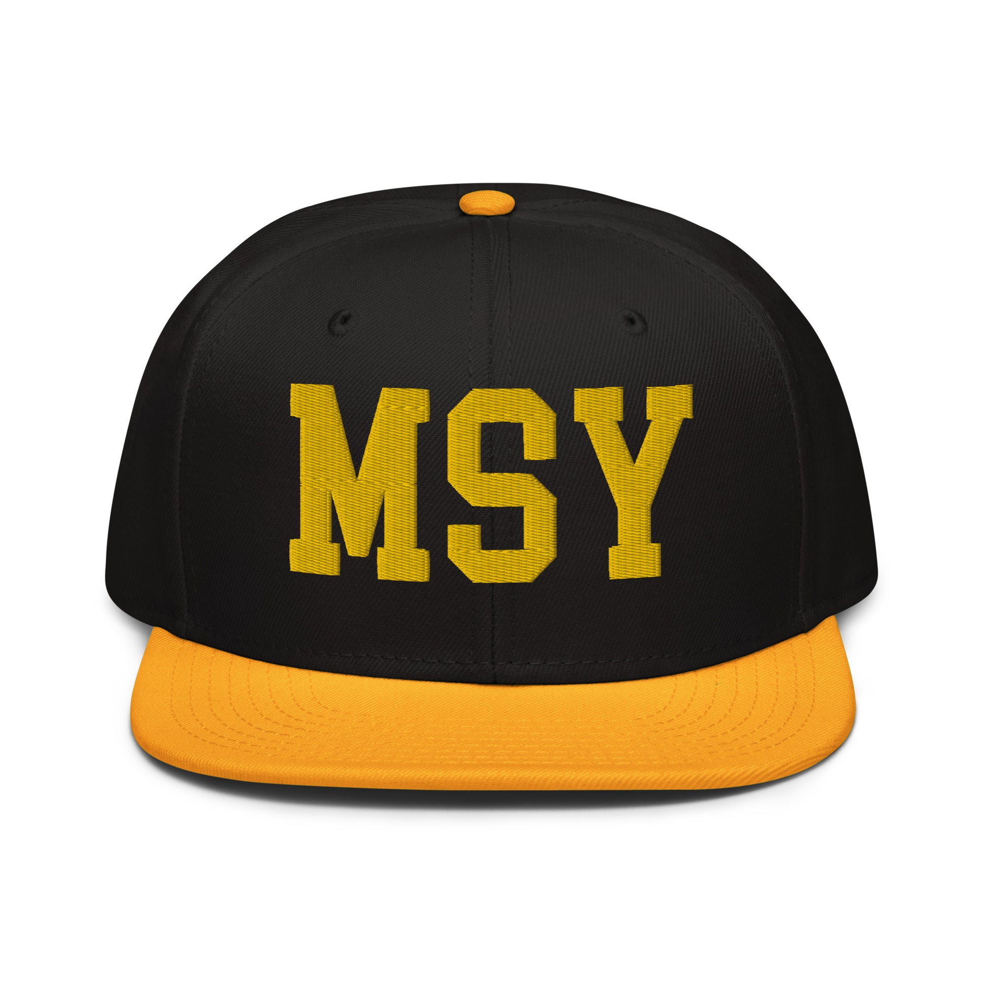 College-Style Wool-Blend Snapback Hat • Gold • MSY New Orleans • YHM Designs - Image 07