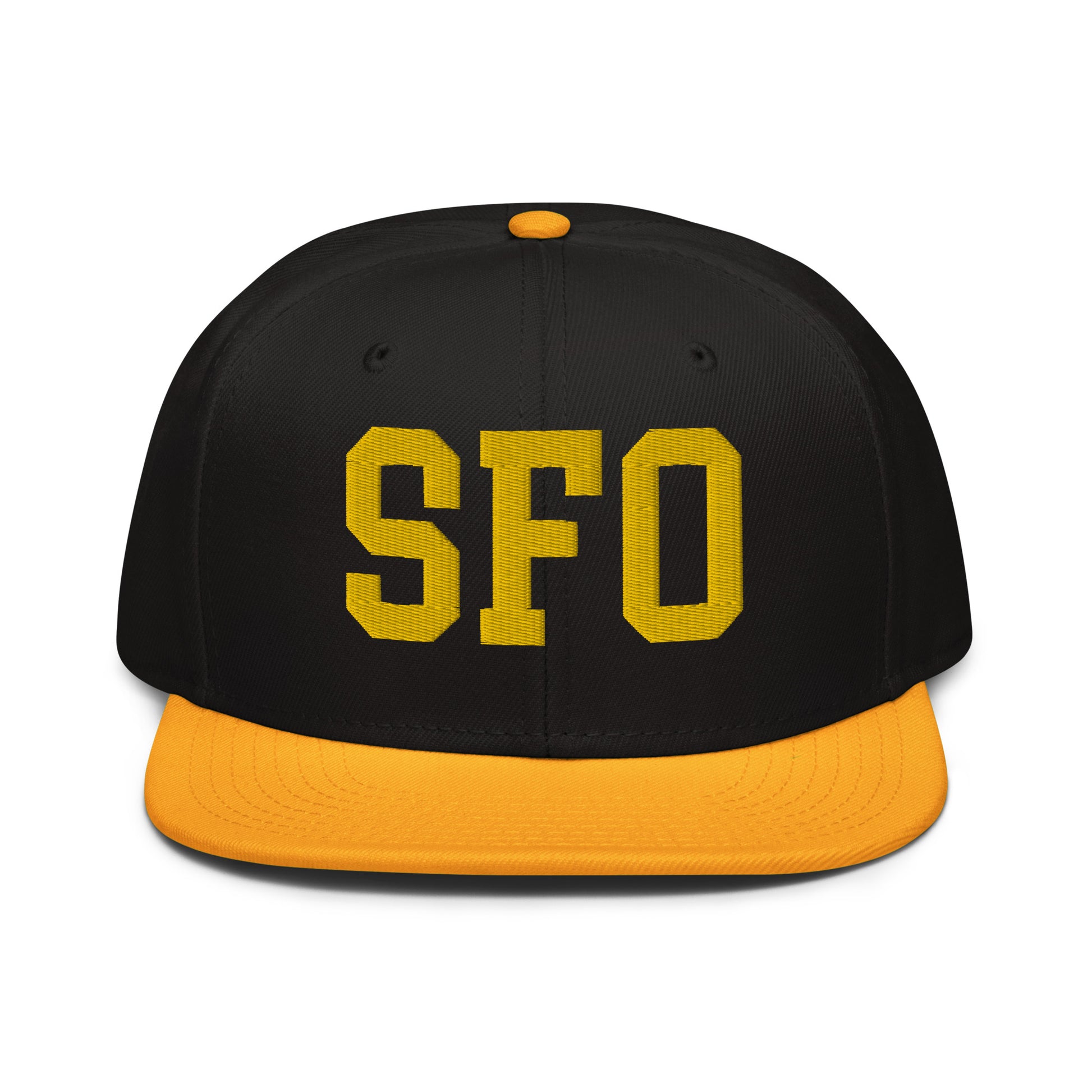 College-Style Wool-Blend Snapback Hat • Gold • SFO San Francisco • YHM Designs - Image 07