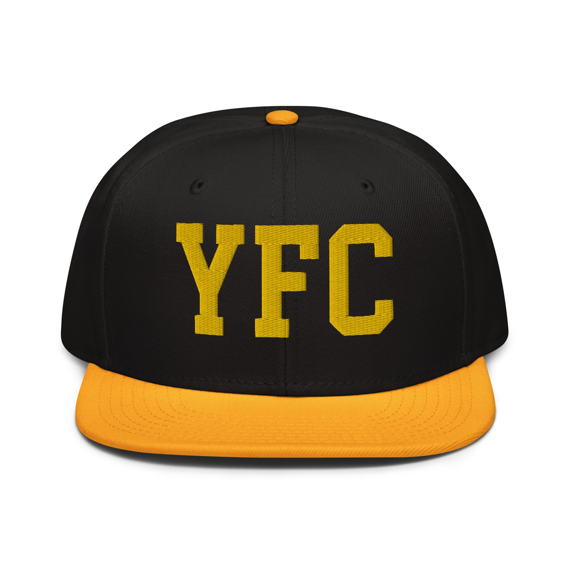 College-Style Wool-Blend Snapback Hat • Gold • YFC Fredericton • YHM Designs - Image 07