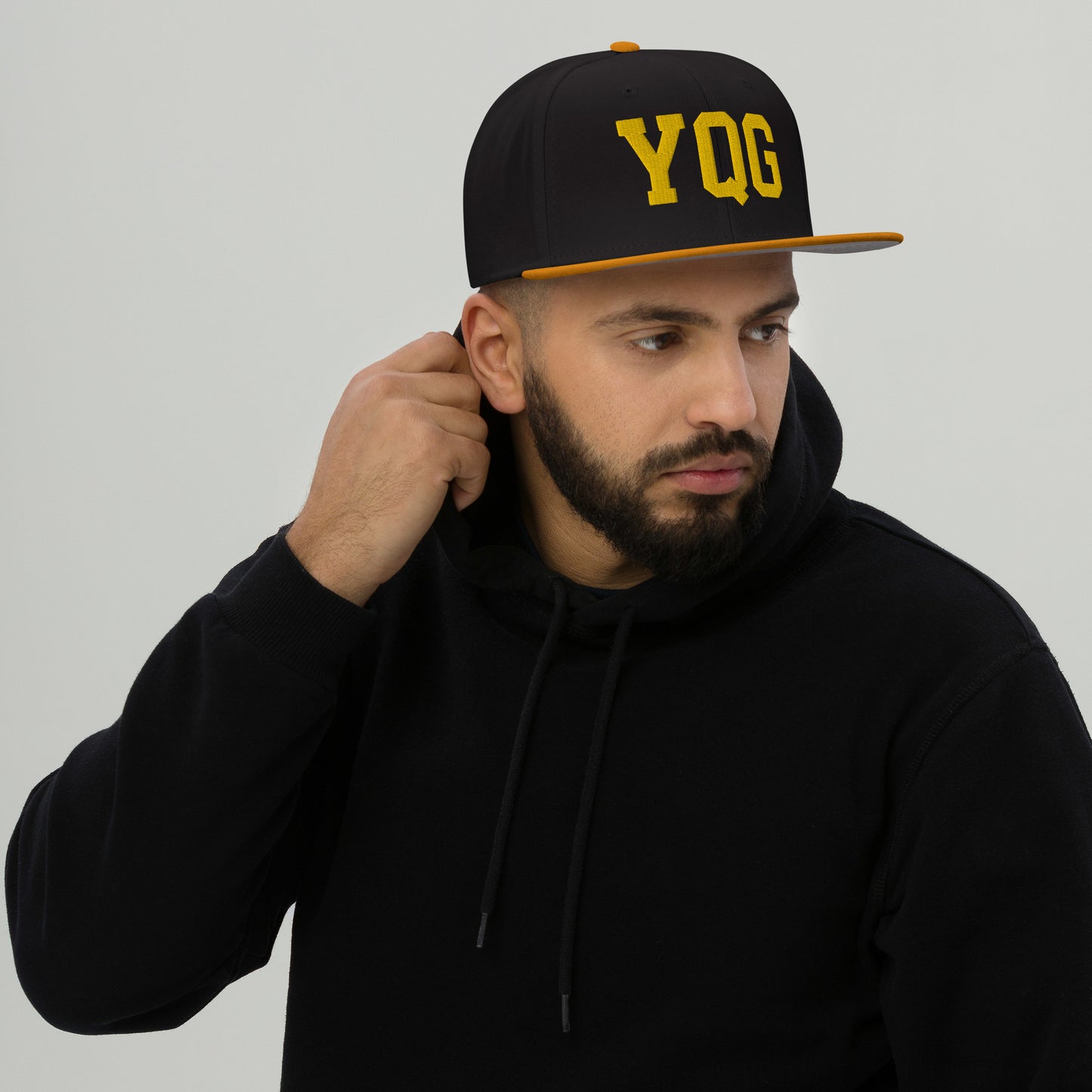 College-Style Wool-Blend Snapback Hat • Gold • YQG Windsor • YHM Designs - Image 06