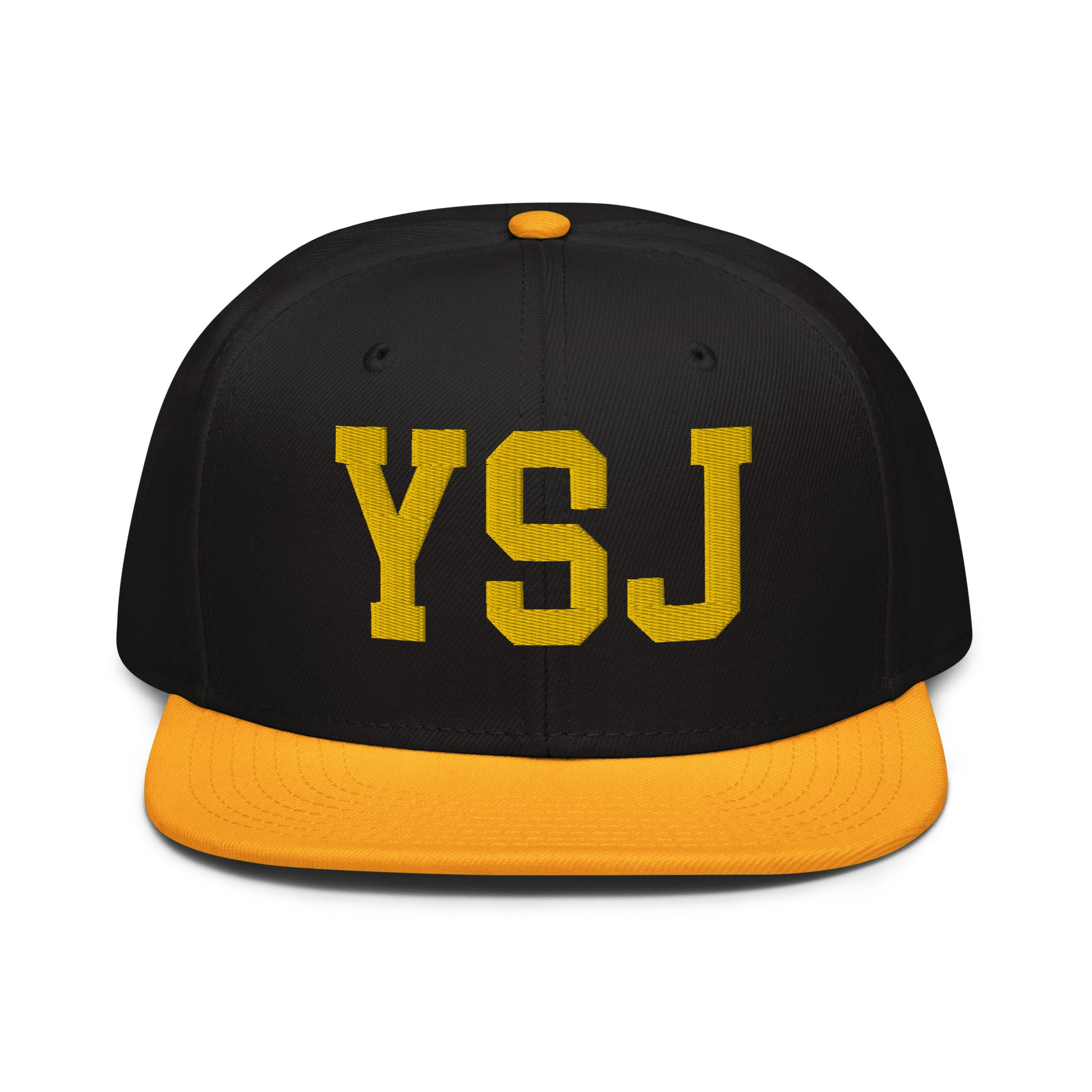 College-Style Wool-Blend Snapback Hat • Gold • YSJ Saint John • YHM Designs - Image 07