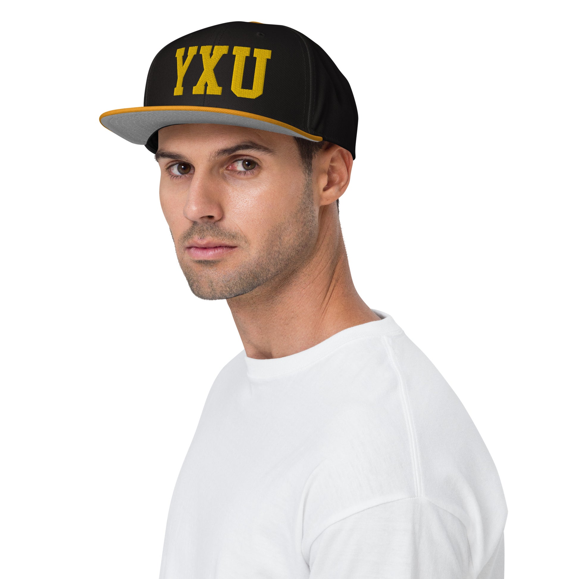 College-Style Wool-Blend Snapback Hat • Gold • YXU London • YHM Designs - Image 03