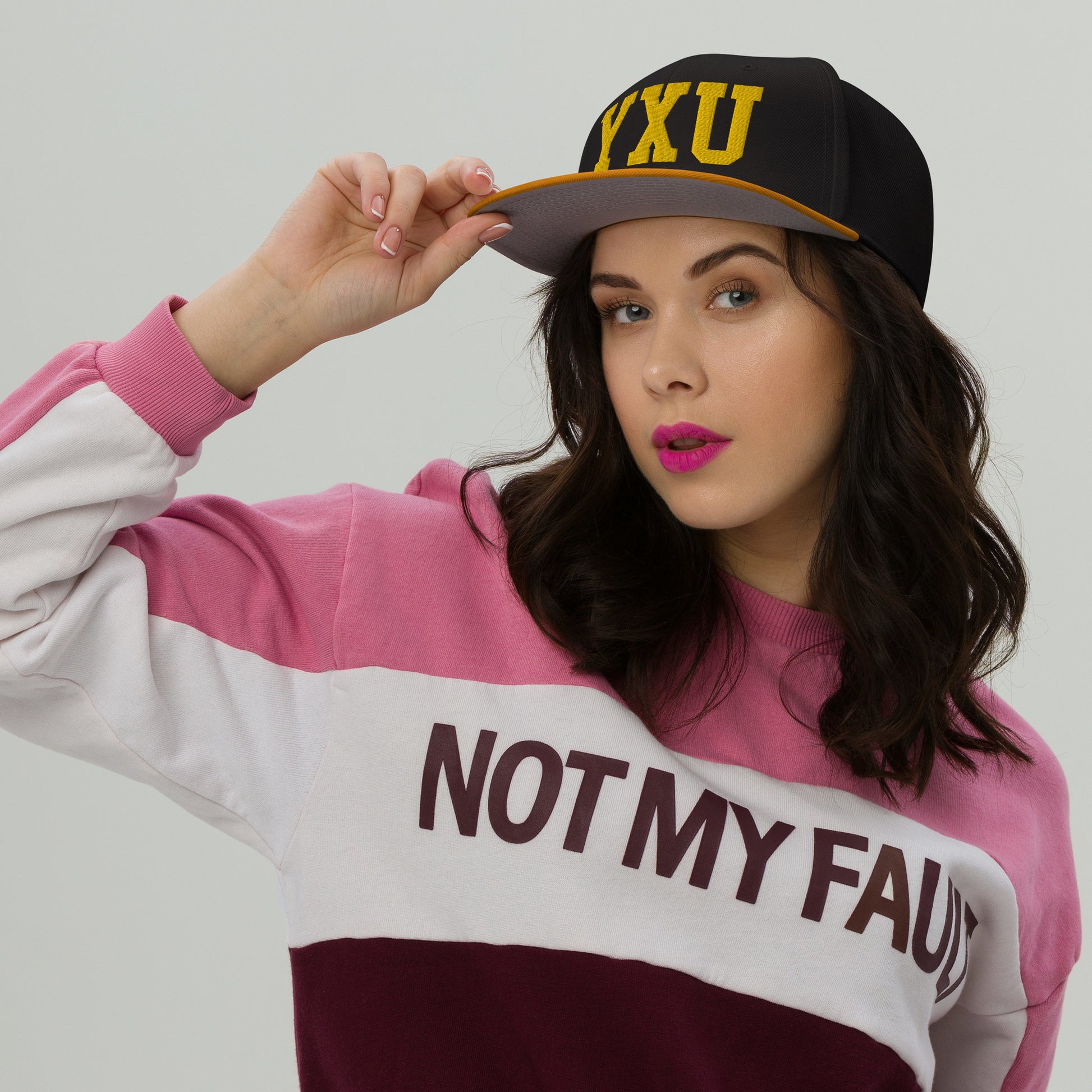College-Style Wool-Blend Snapback Hat • Gold • YXU London • YHM Designs - Image 05