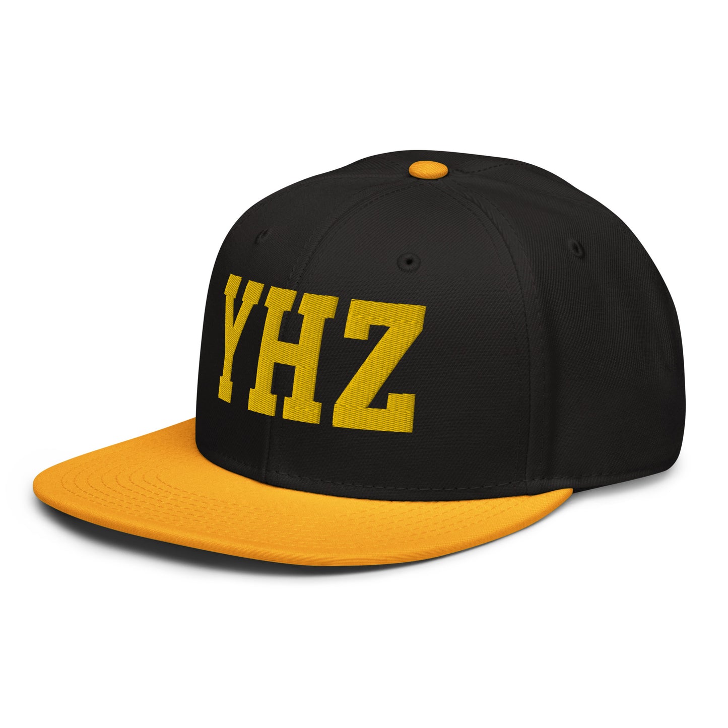 College-Style Wool-Blend Snapback Hat • Gold • YHZ Halifax • YHM Designs - Image 01