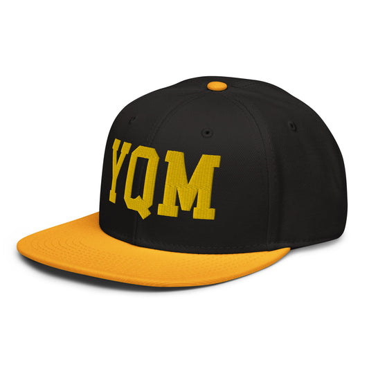 College-Style Wool-Blend Snapback Hat • Gold • YQM Moncton • YHM Designs - Image 01