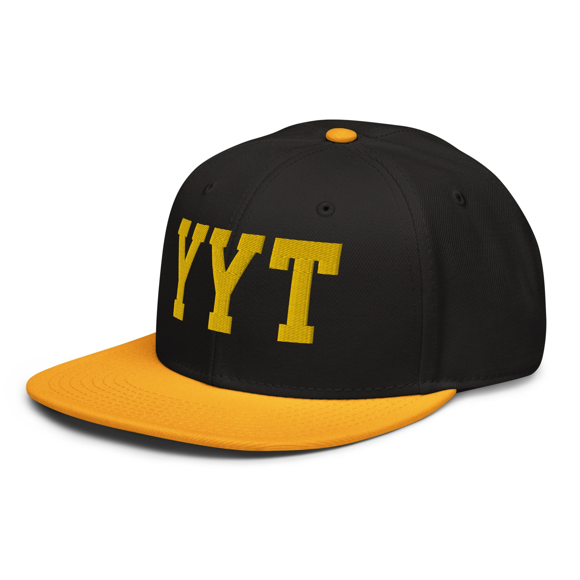 College-Style Wool-Blend Snapback Hat • Gold • YYT St. John's • YHM Designs - Image 01