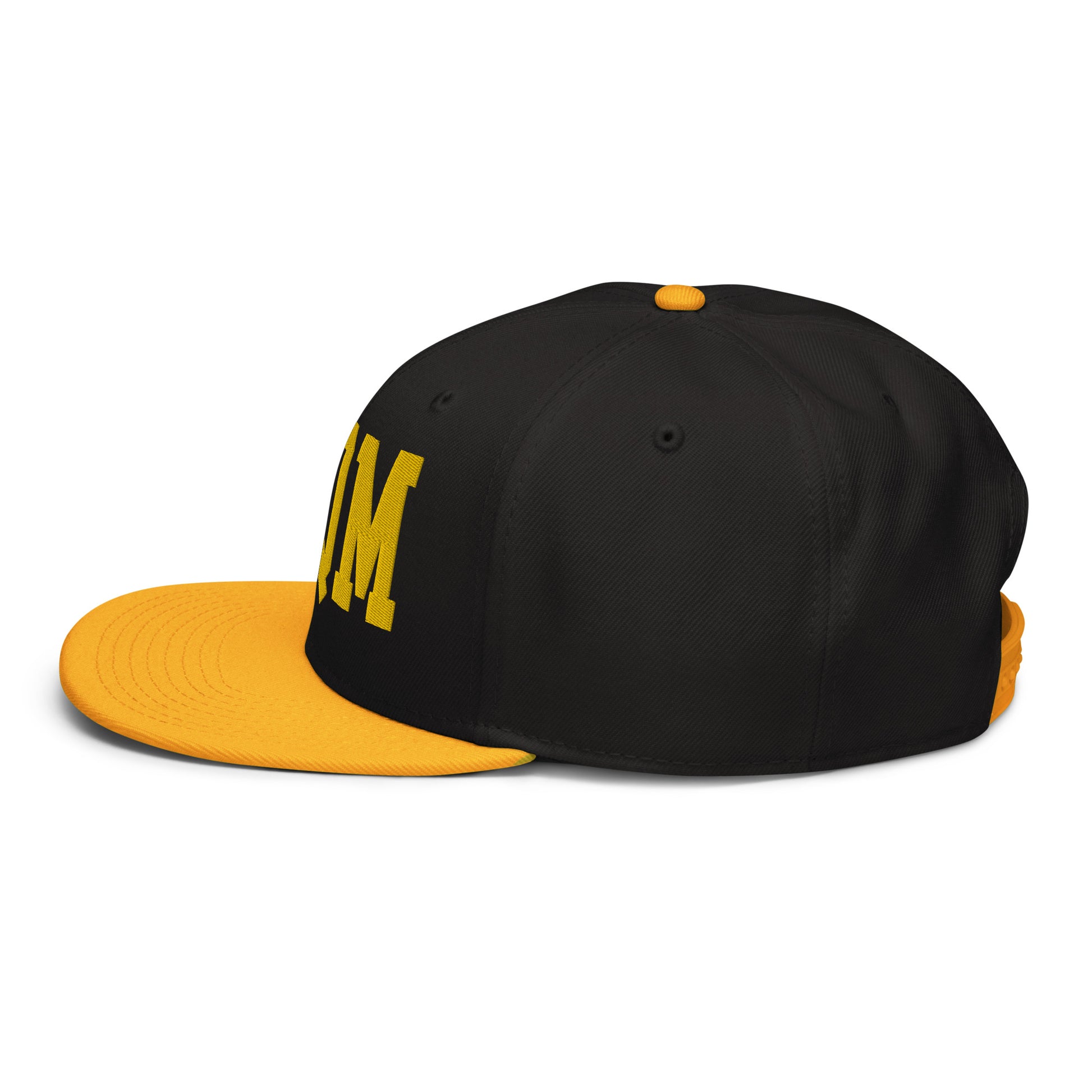 College-Style Wool-Blend Snapback Hat • Gold • YQM Moncton • YHM Designs - Image 09