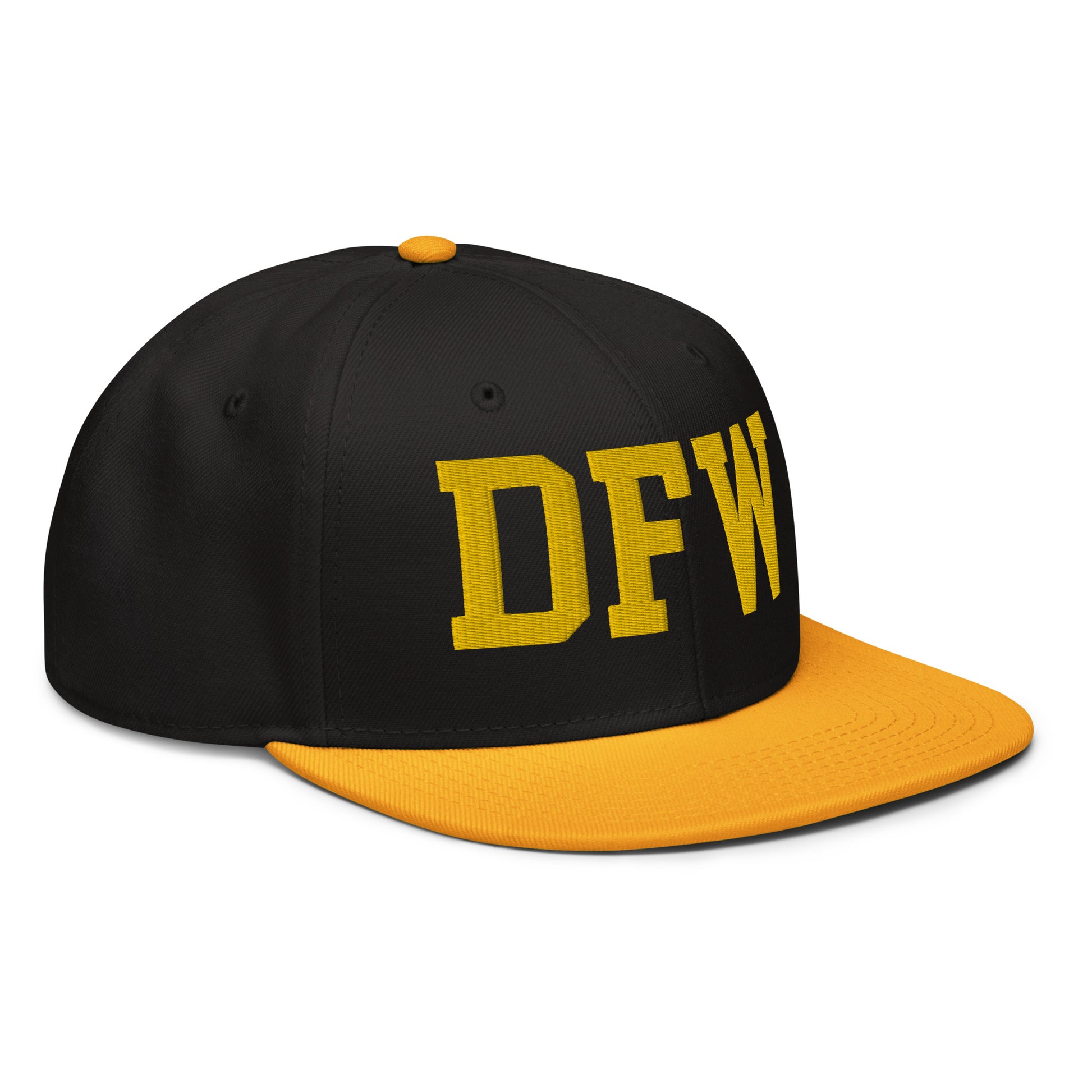 College-Style Wool-Blend Snapback Hat • Gold • DFW Dallas • YHM Designs - Image 10
