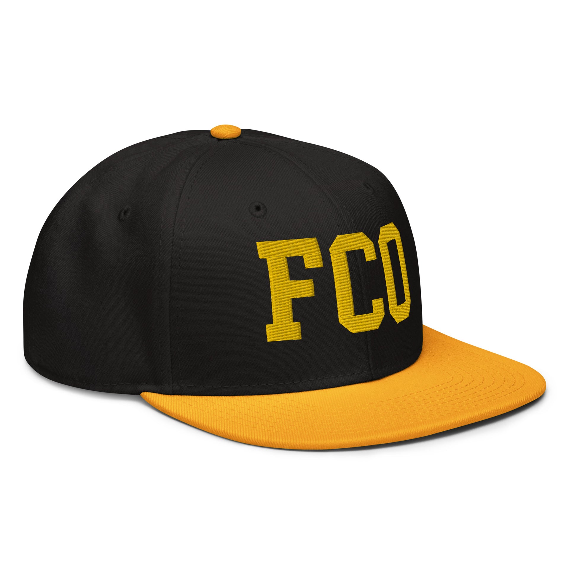 College-Style Wool-Blend Snapback Hat • Gold • FCO Rome • YHM Designs - Image 10