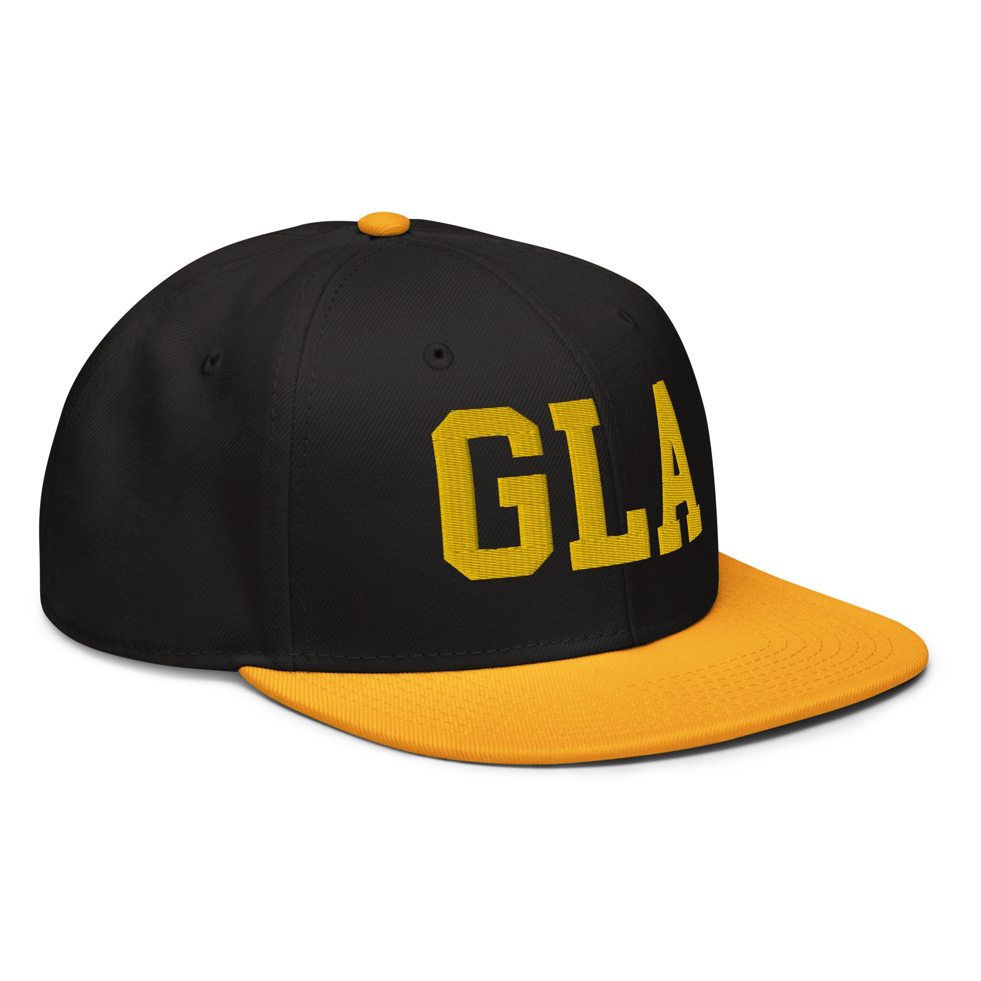 College-Style Wool-Blend Snapback Hat • Gold • GLA Glasgow • YHM Designs - Image 10