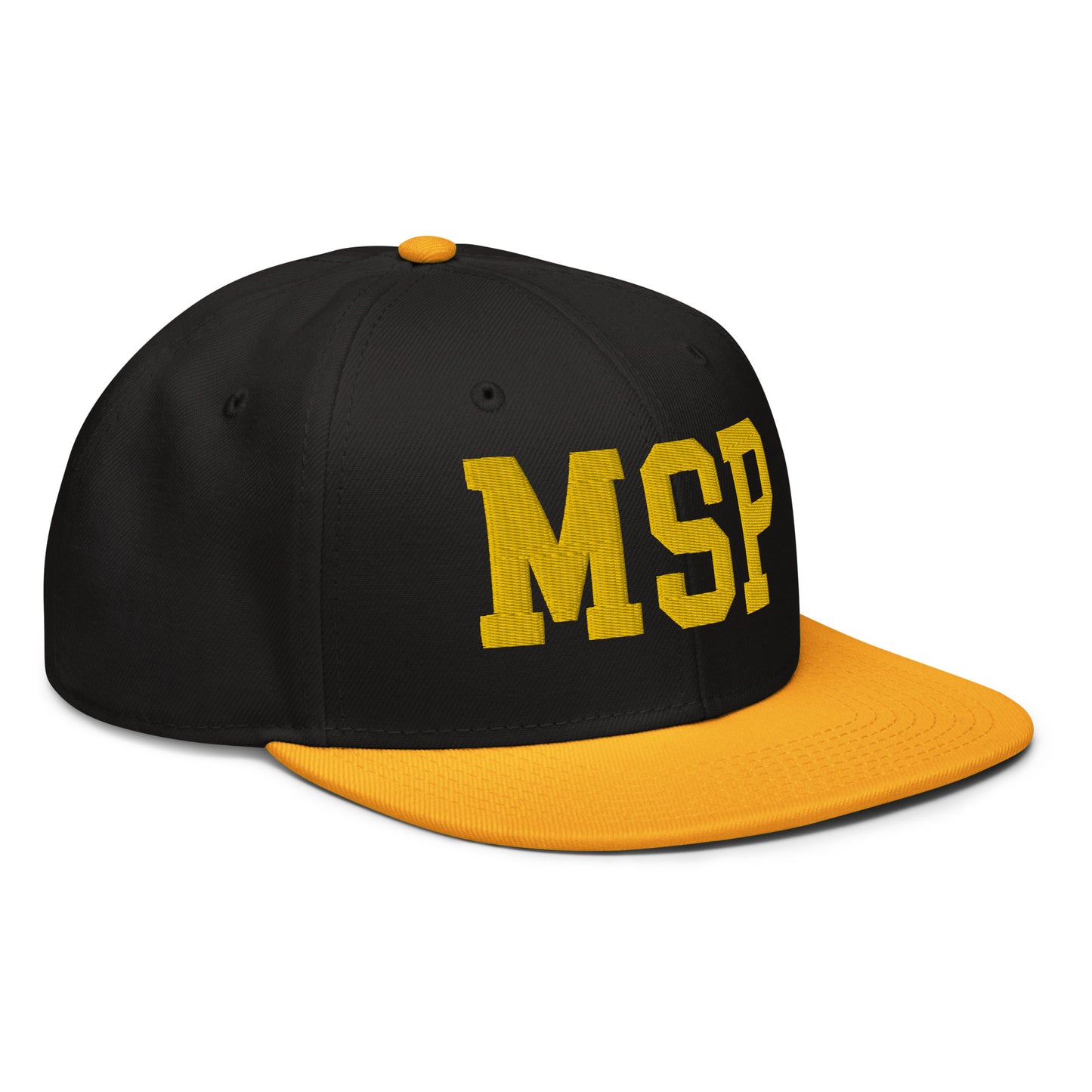 College-Style Wool-Blend Snapback Hat • Gold • MSP Minneapolis • YHM Designs - Image 10
