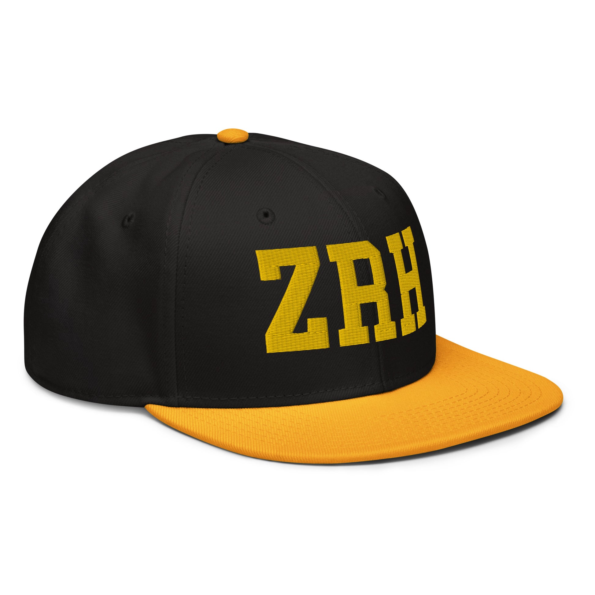 College-Style Wool-Blend Snapback Hat • Gold • ZRH Zurich • YHM Designs - Image 10